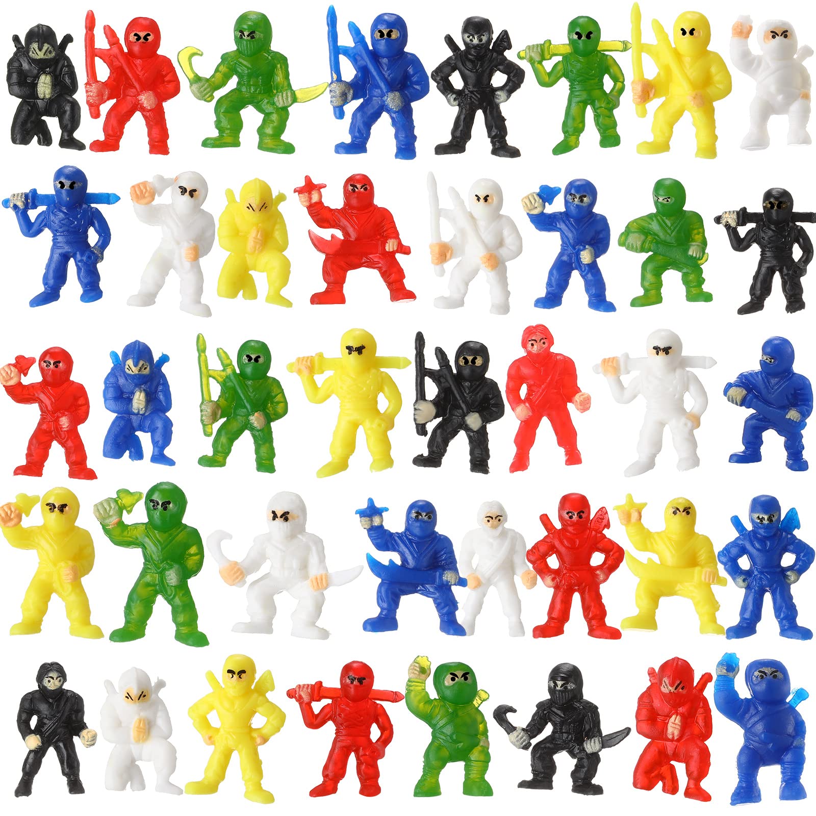 ChivaoChivao Mini Ninja Figurines (100 Pack) - Assorted Warriors, Party Favors, Cake Toppers & Playset for Ninja Birthdays