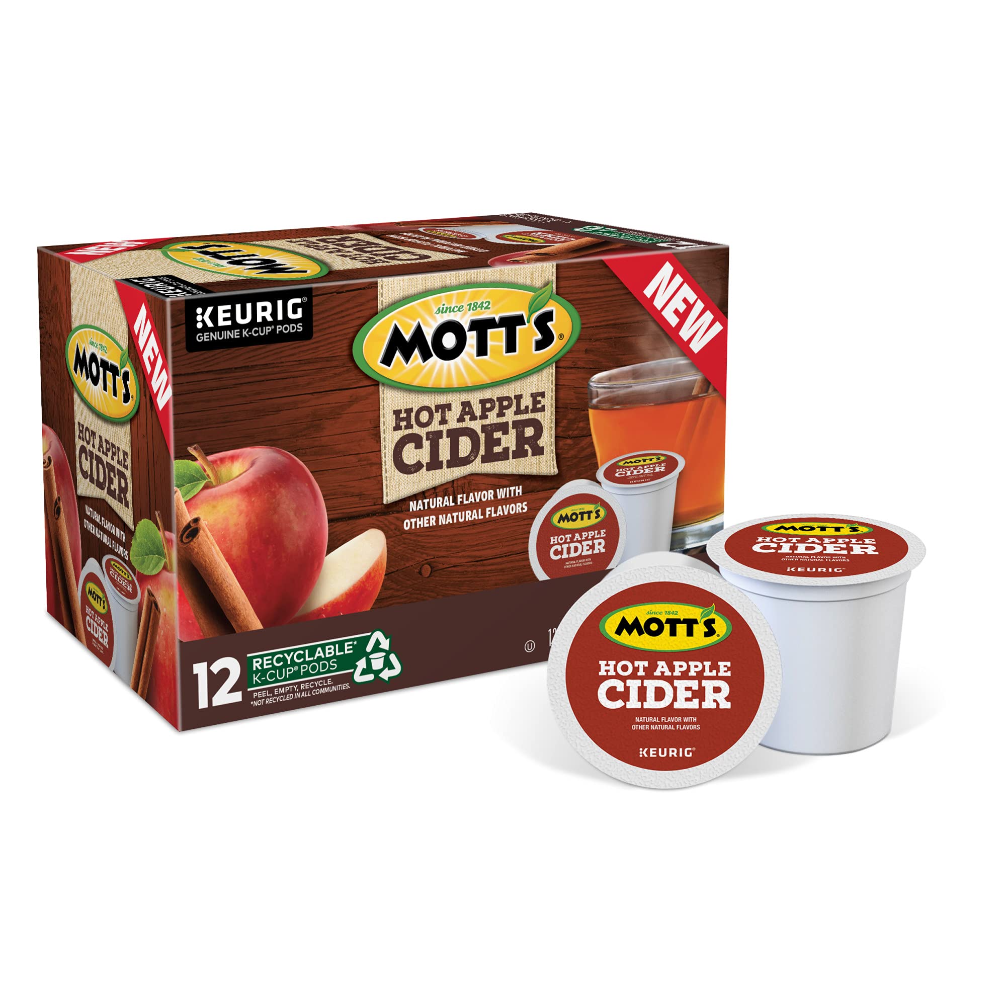 Mott's Hot Apple Cider, Keurig Single-Serve K-Cup Pods, 12 Count