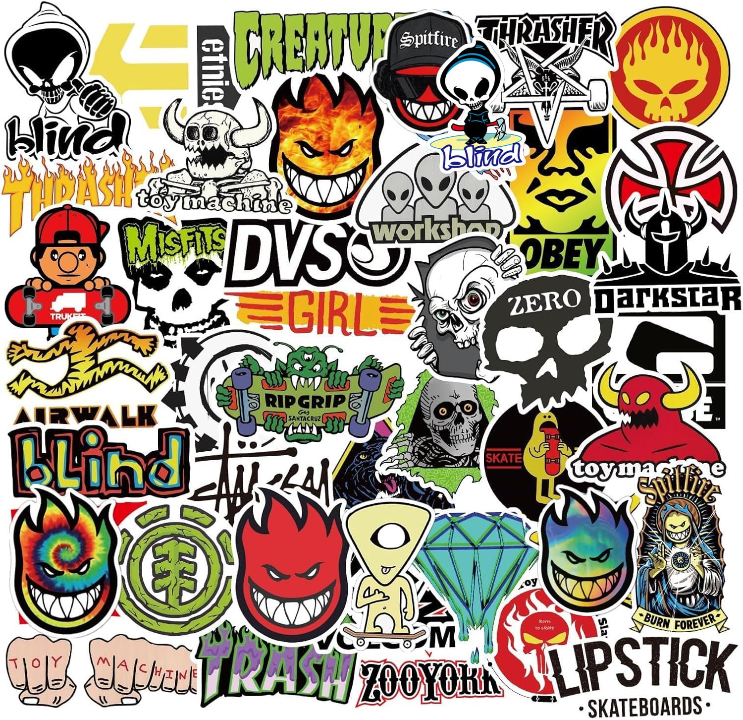 Skateboard Stickers 100Pcs/Pack Cool Waterproof Stickers for Laptop Water Bottle Suitcase Phone, Skateboarding Stickers Decal for Teens Boys Adults