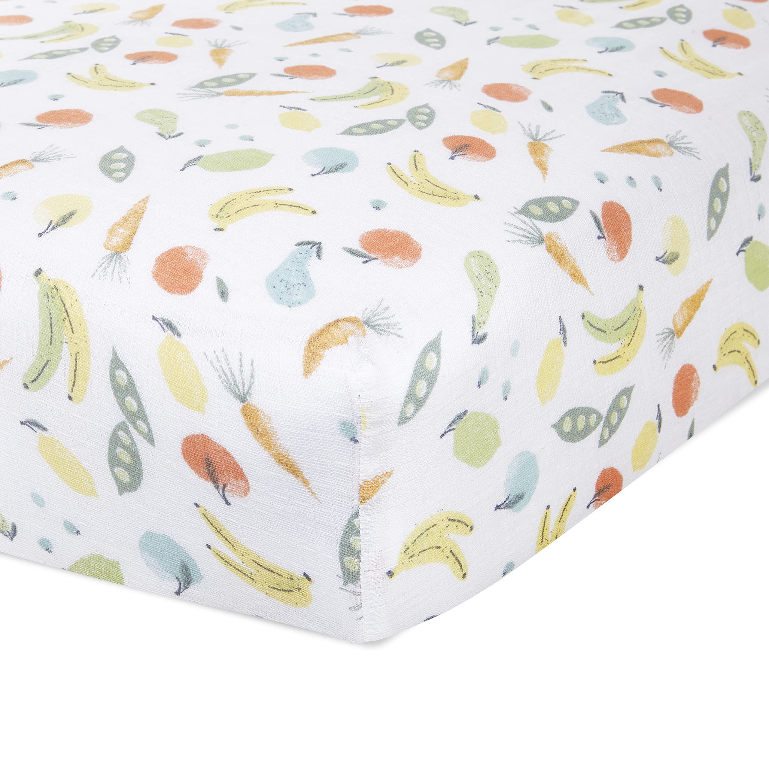 aden + anais Essentials Classic Crib Sheet, 100% Cotton Muslin, Super Soft, Breathable, Tailored Snug Fit, Farm to Table