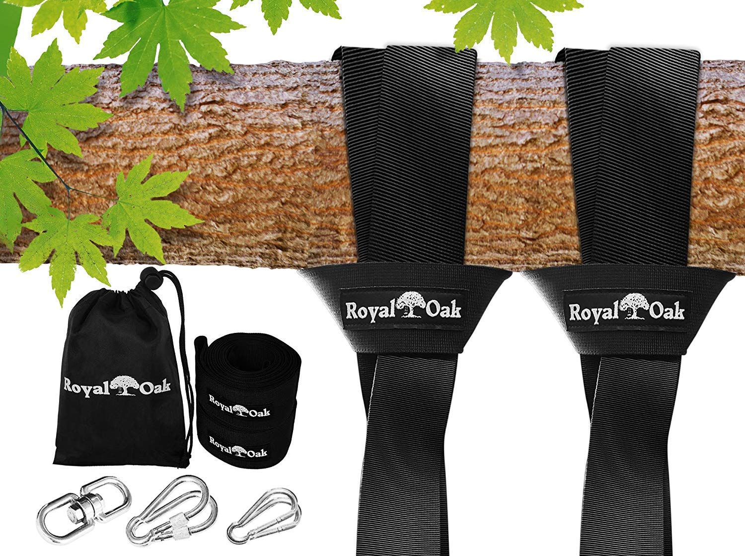 Easy Hang (4FT) Tree Swing Strap X 2 - Holds 2200lbs. - Heavy Duty Carabiner and Spinner - Perfect for Hammocks and Swings - 100% Waterproof - Easy Picture Instructions - Carry Bag Included!