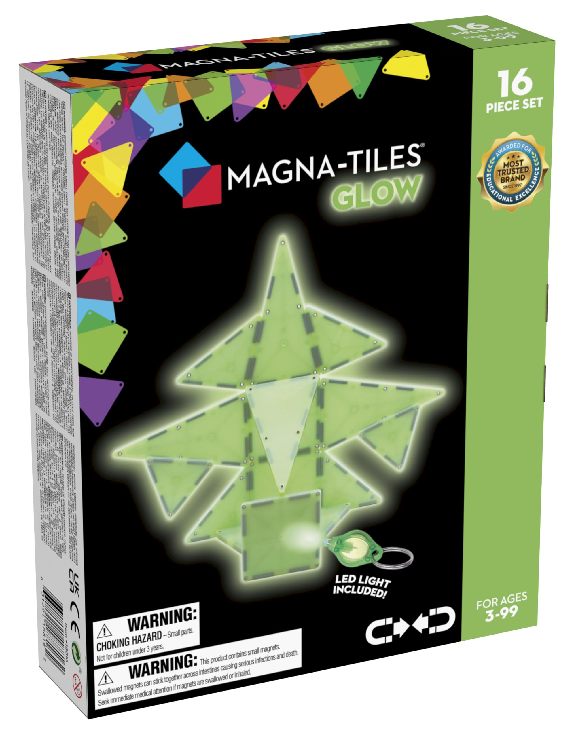 MAGNA-TILES Glow 16-Piece Magnetic Construction Set, The ORIGINAL Magnetic Building Brand