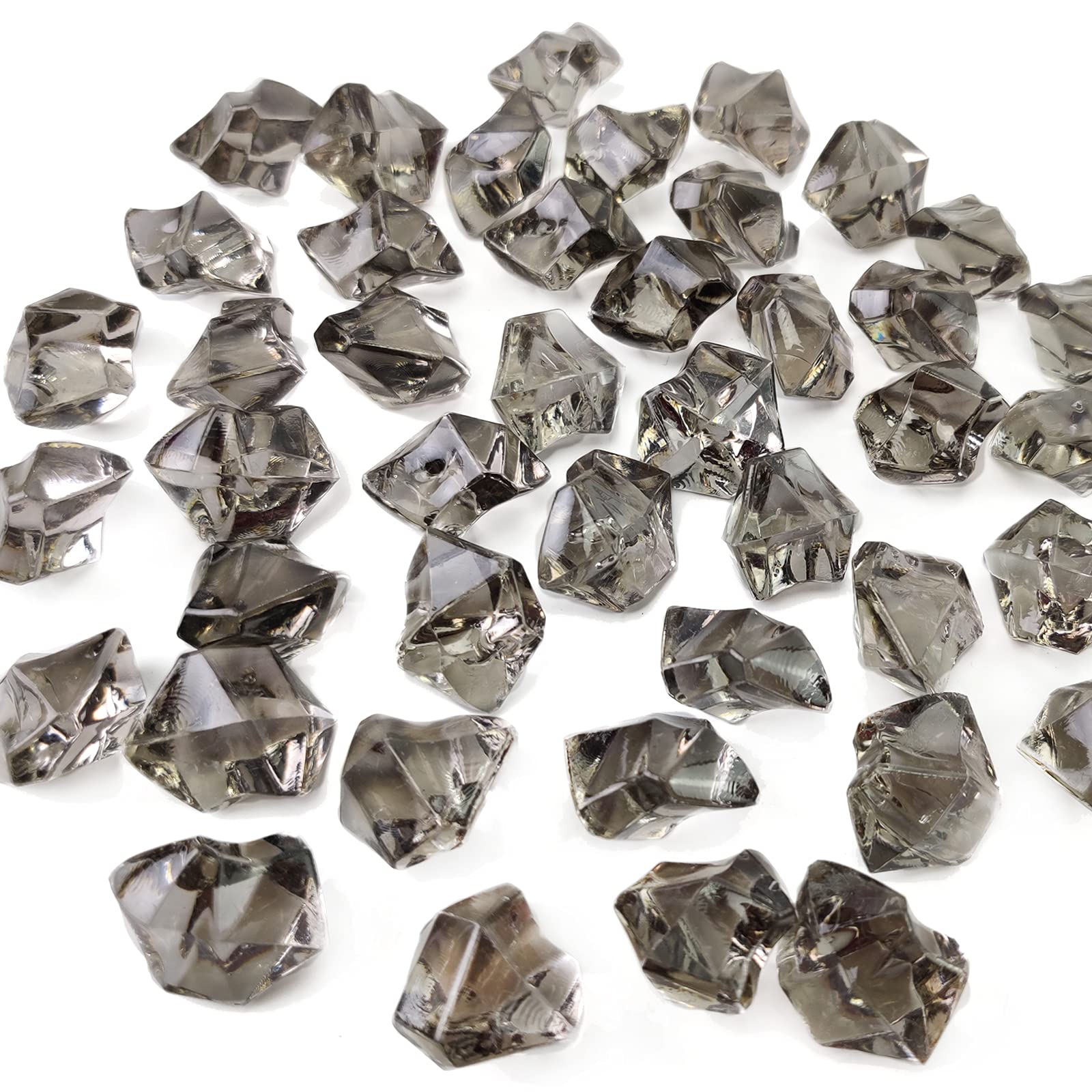 Grey Acrylic Ice Rocks,Treasur Gems,Plastic Crystal Ice Cube Rocks for Vase Fillers,Table Scatters,Home Centerpieces,Decoration