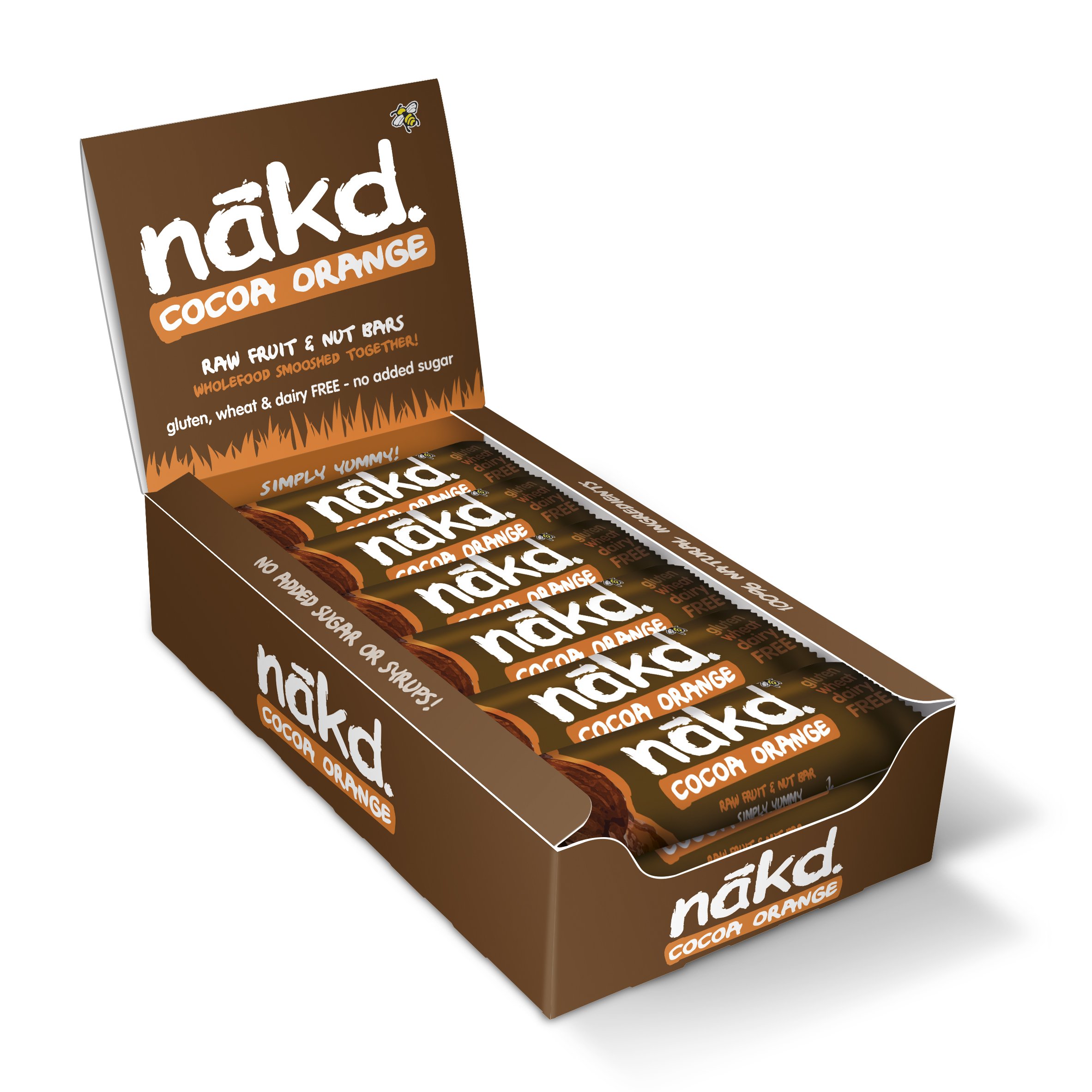 Nakd Bars, Cocoa Orange Raw Fruit and Nuts, Gluten Free, Vegan, 18 Count