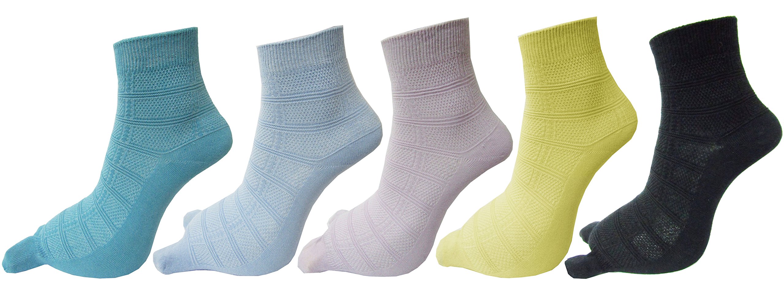 Women's Ankle Length Double Knit Thumb Cotton Multicolored Socks (Pack of 5 Pairs)