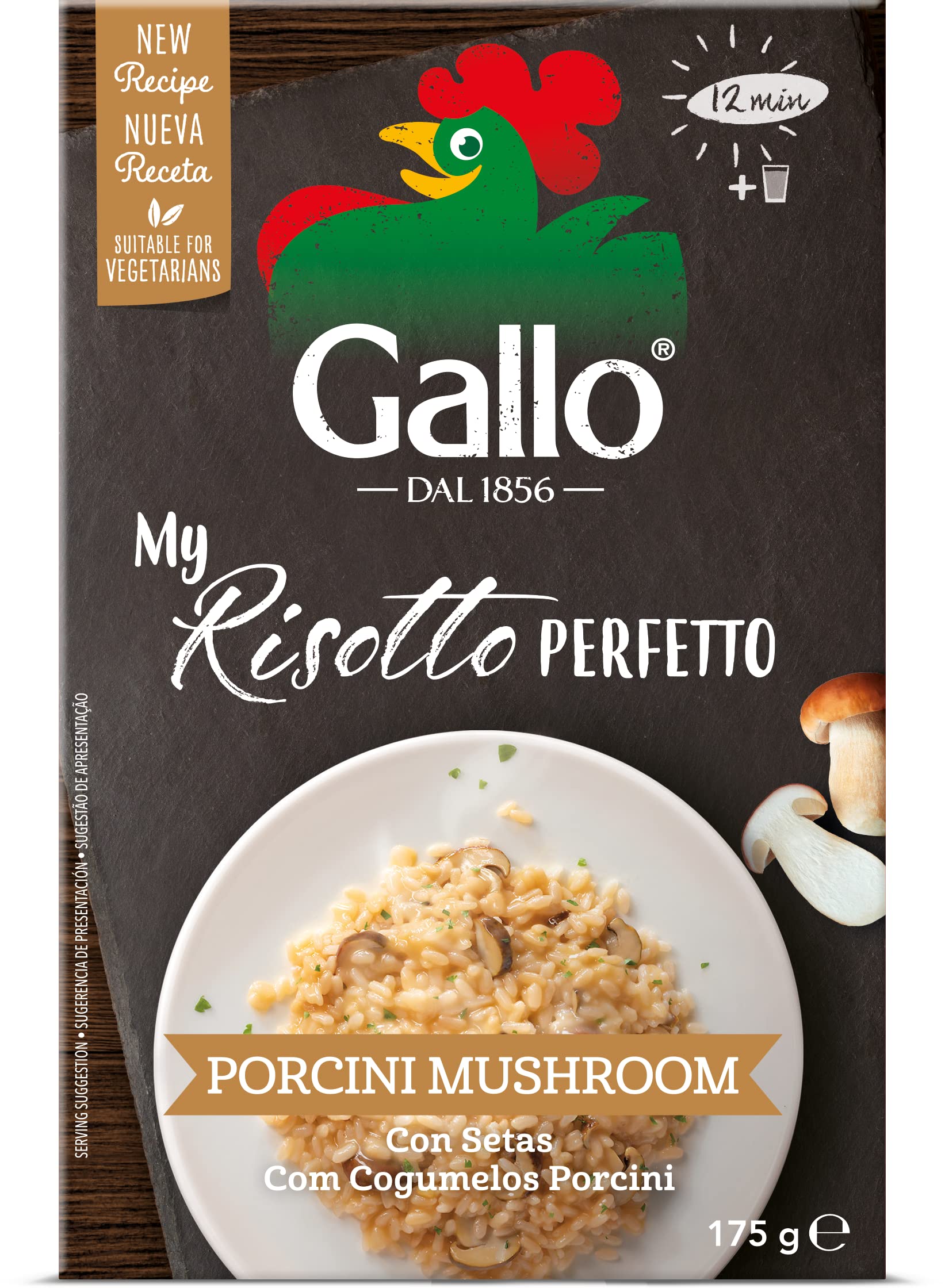 Riso Gallo My Risotto Perfetto Vegan Porcini Mushroom, Vegan, 175 g (Pack of 6)