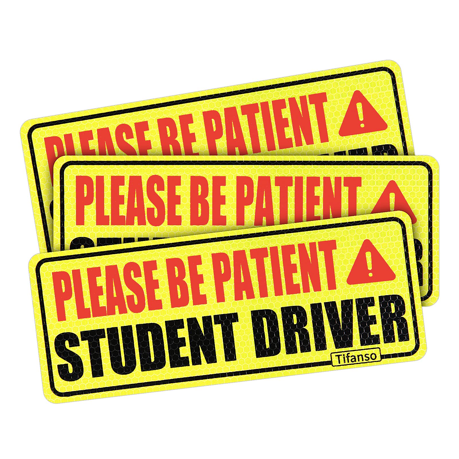 tifanso Student Driver Car Magnet, Reflective Student Driver Signs for car, New Driver Magnetic Sticker, Safety Sign Vehicle Bumper Magnet for New Driver (Set of 3)