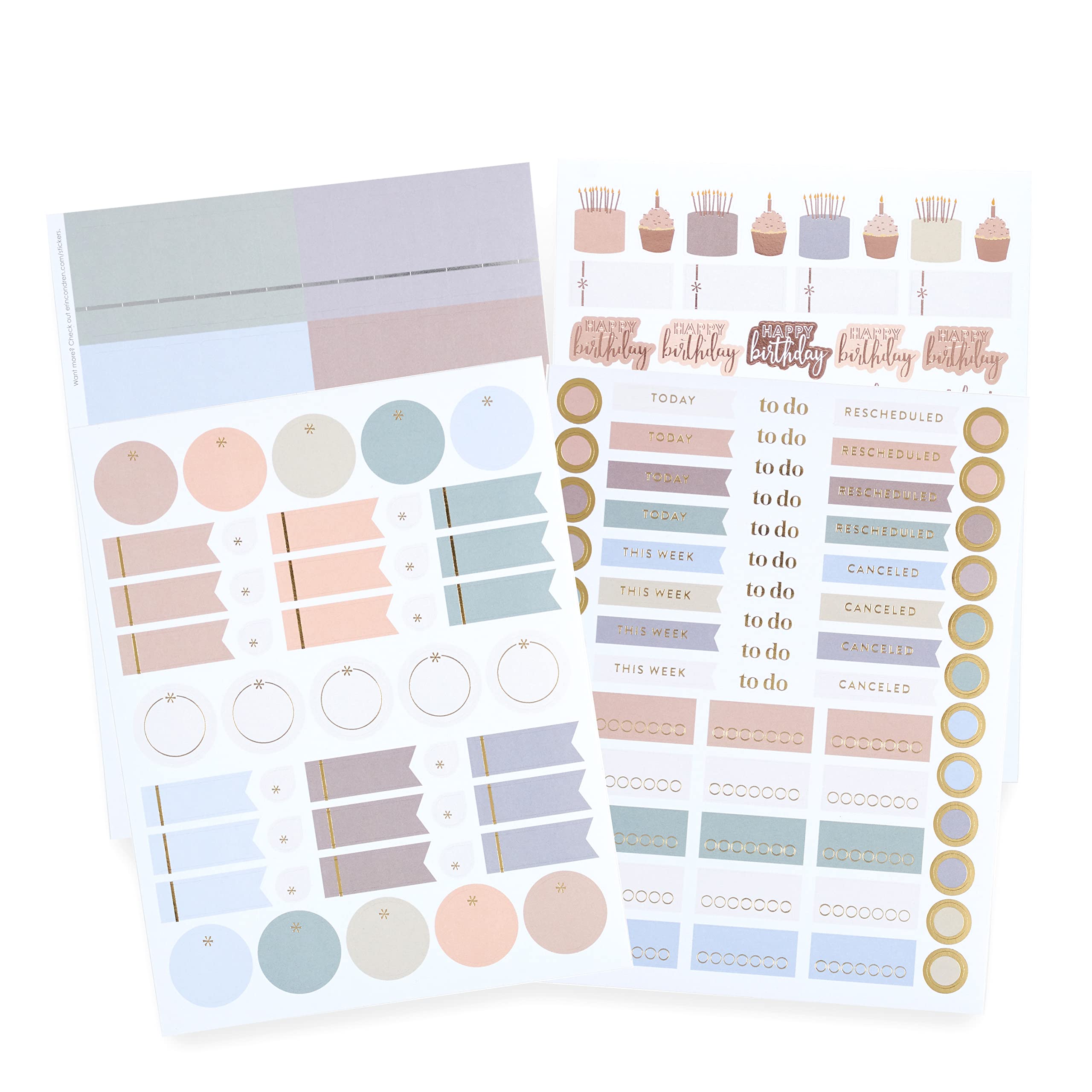 Pack of 4 Assorted 7x9 Canvas Theme Sticker Sheets to Help You Organize or just for Fun! 220 Stickers of Fun and Flair for Your Planners. Works Well with All Erin Condren Products.