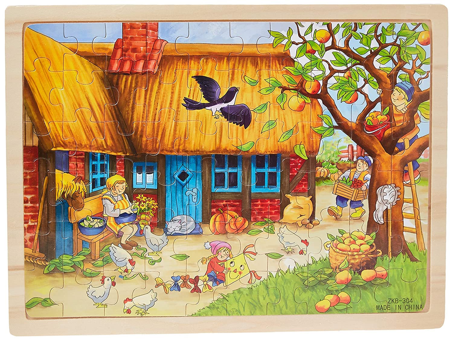 60 Pieces Jigsaw Puzzles For Girls Boys Toddlers Teens Adults Kids Wood Jigsaw Puzzle Apple Tree Animal Farm Ocean World