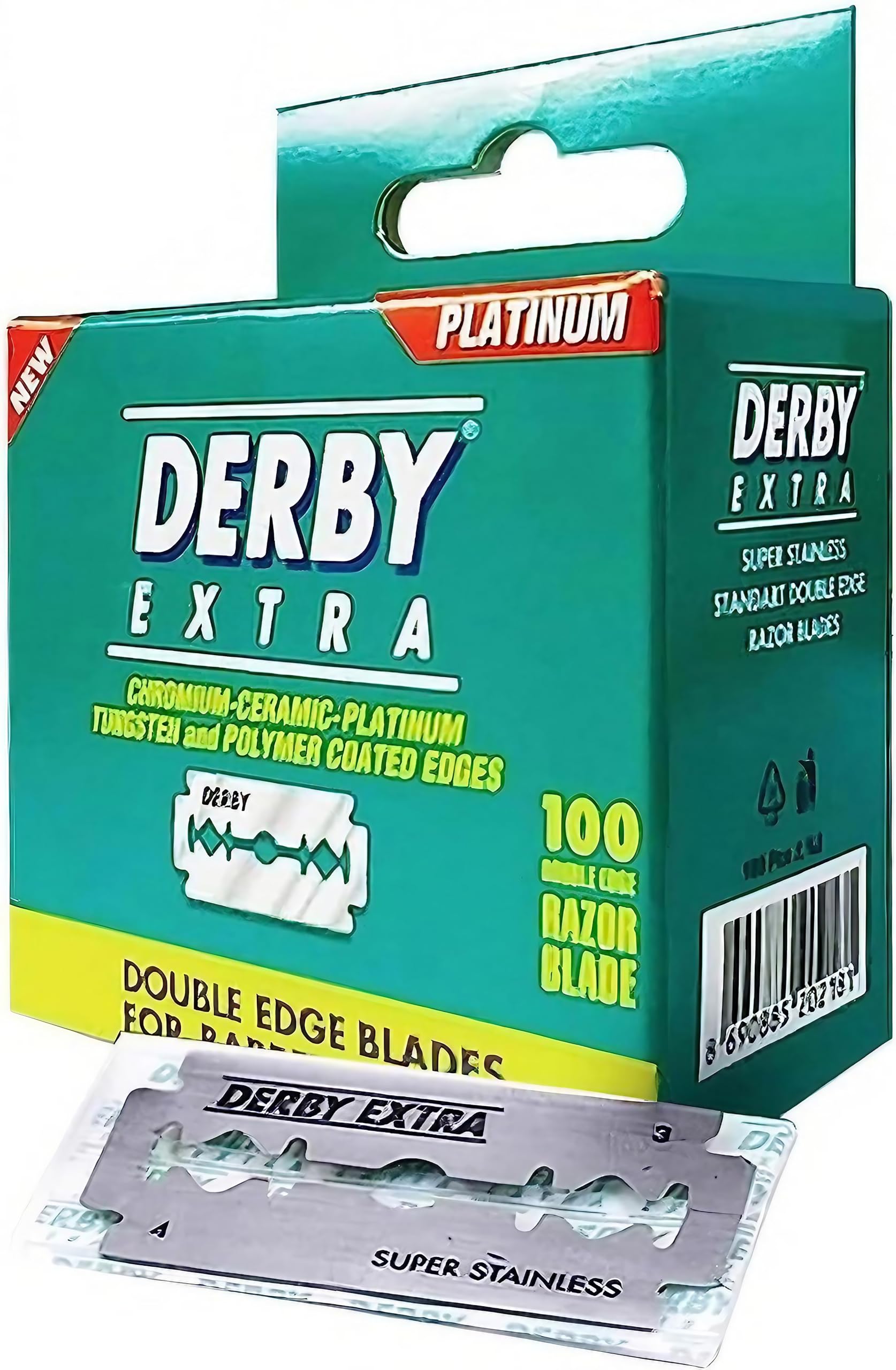 DerbyExtra Double Edge Safety Razor Blades, Silver, 100 Count (Pack of 1),Package May Vary