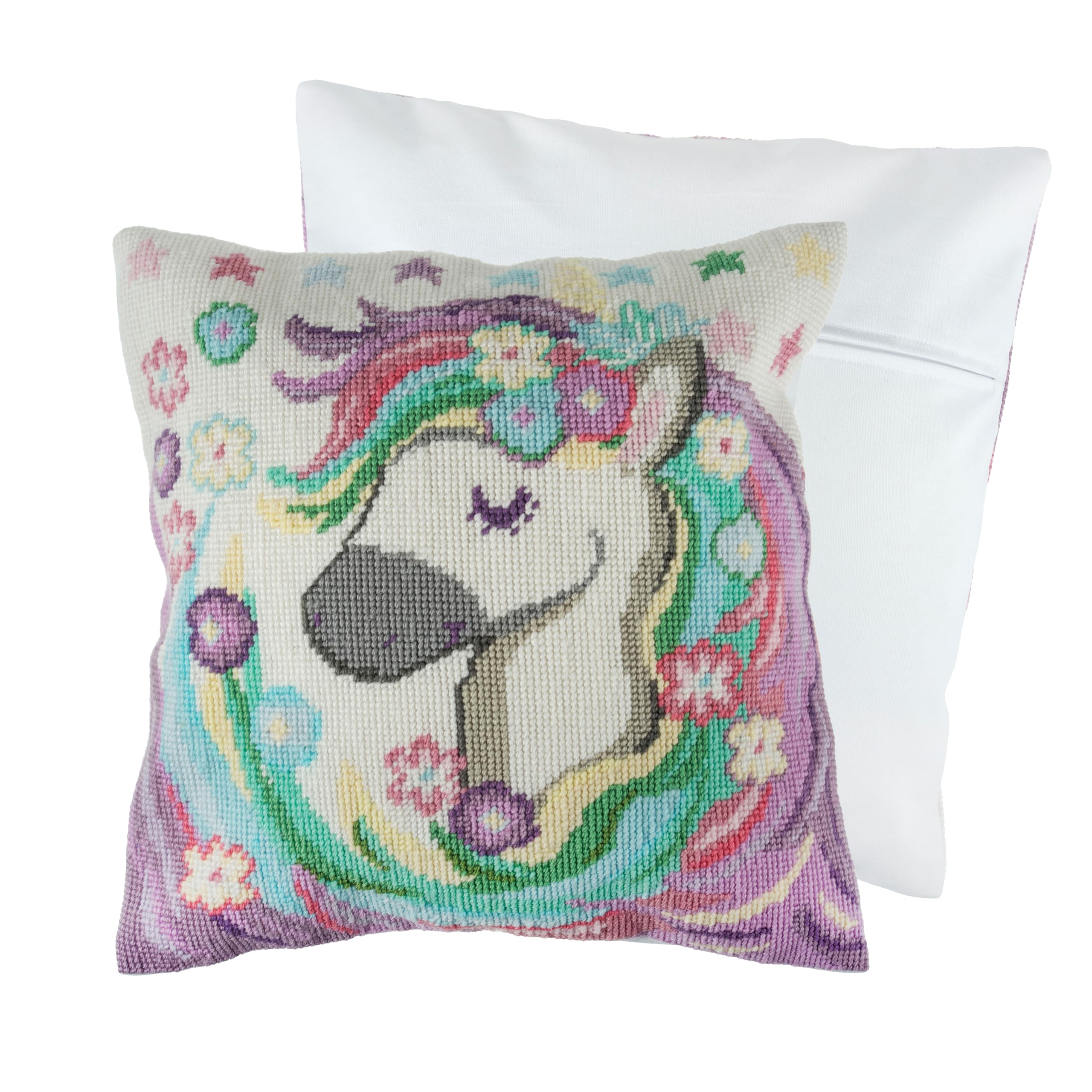 TrimitsHalf Stitch Cushion Kit, Unicorn, 40 x 40cm (15.75 x 15.75in)