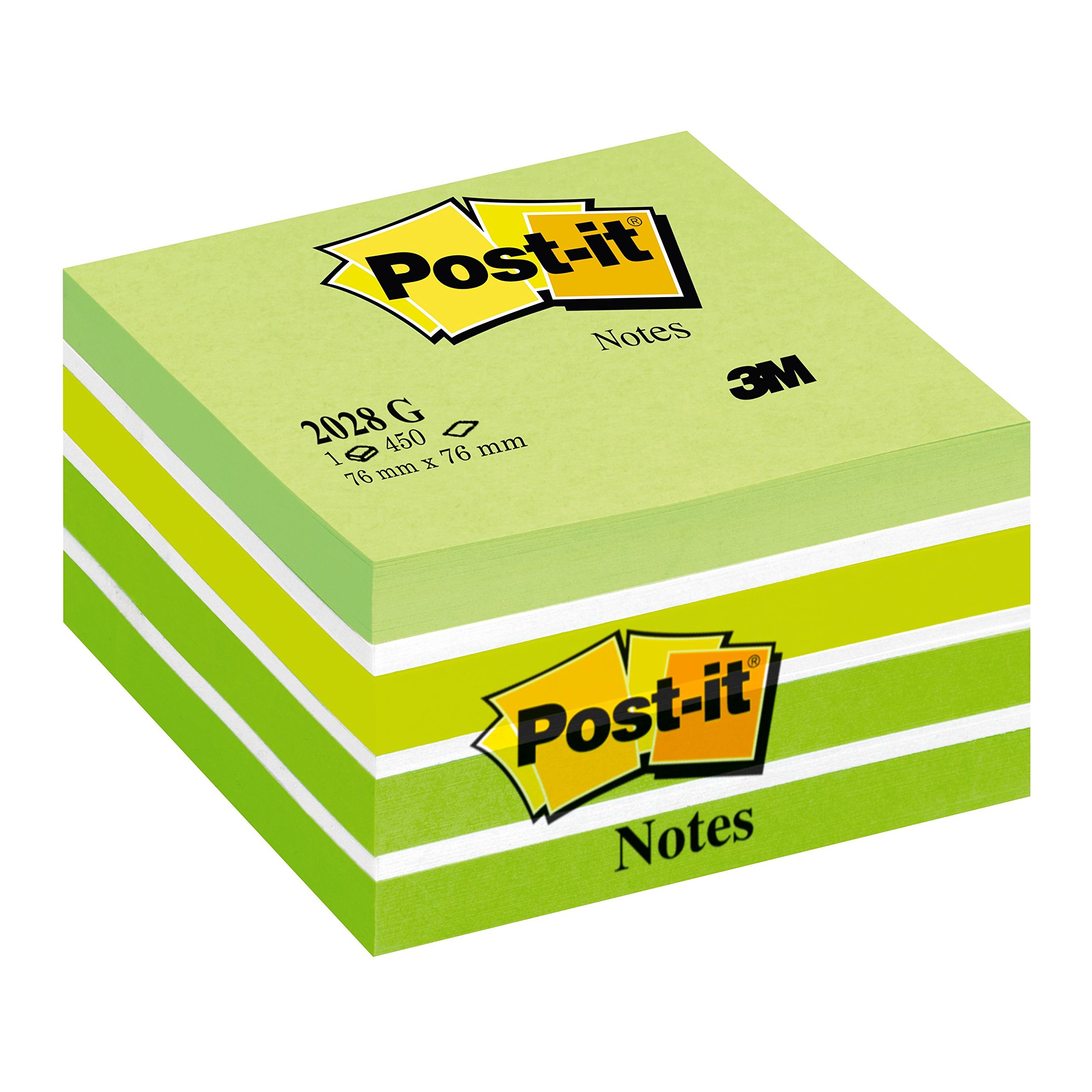 Post-It 2028G Notes, 76 x 76 mm - Pastel Green, 1 Cube (450 Sheets)