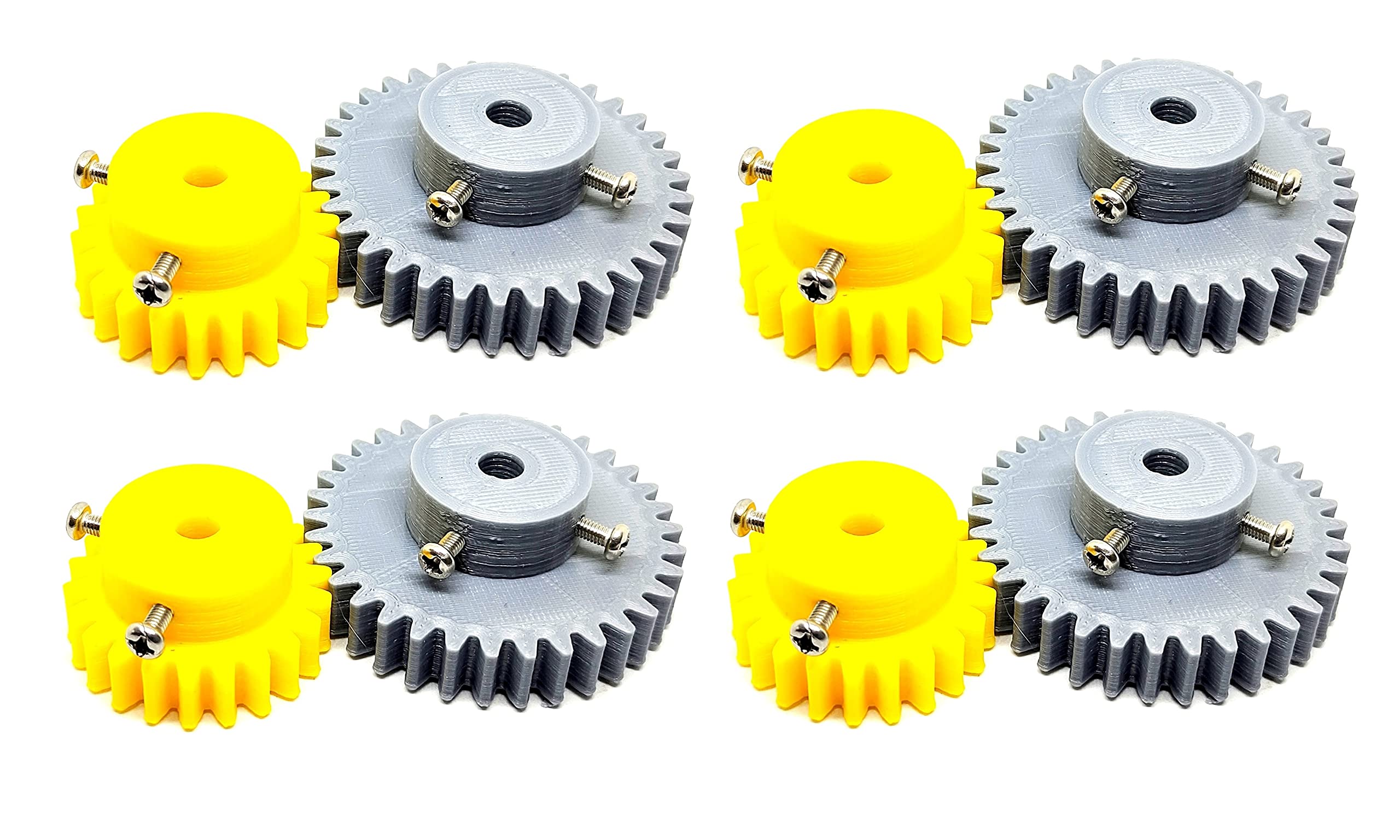 INVENTO 4pcs 3D Printed Plastic Spur Gear 22 Teeth + 34 Teeth, 1.5 Module, 10mm Width, 5mm hole for DIY Projects