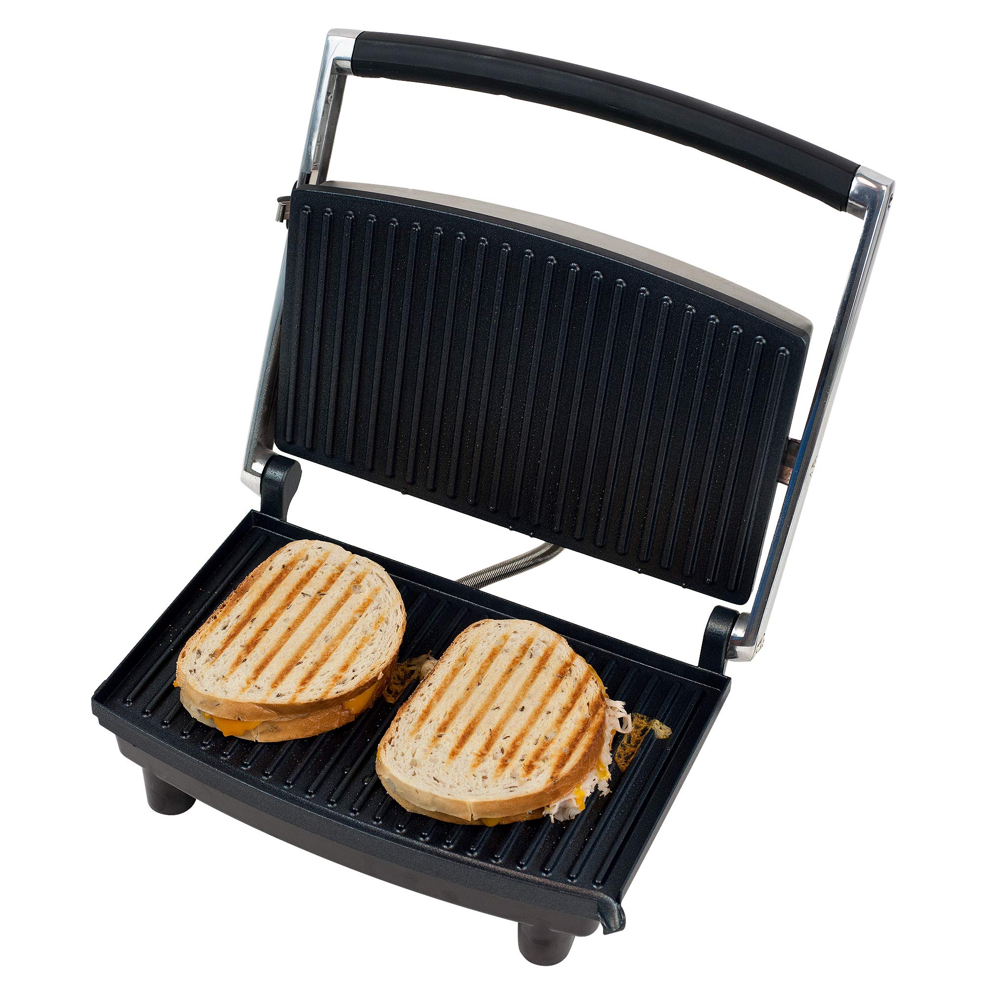 Classic Cuisine 985590BYL Panini Press Grill and Gourmet Sandwich Maker for Healthy Cooking, 12" x 10", Black