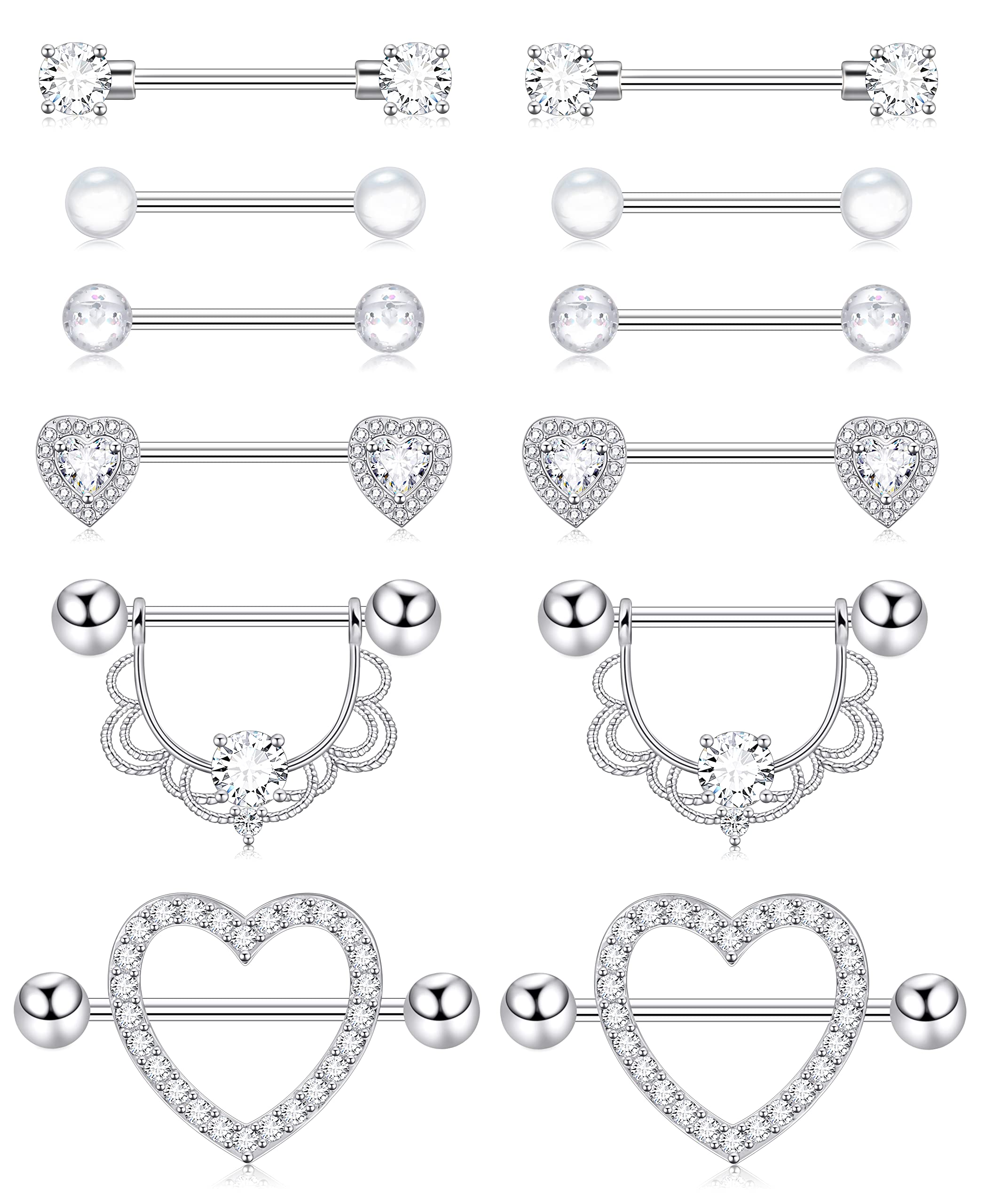 Shakalaka Surgical Steel Rings Body Piercing Jewelry for Women with Cute Heart 14g