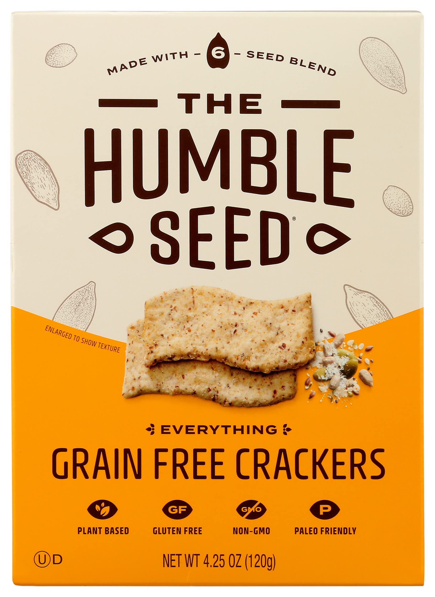 The Humble Seed Grain Free Crackers, Everything, Made with 6 Seed Blend, Plant Based, Paleo Friendly, Gluten Free & Non-GMO, 4.25 Ounce (Pack of 6)