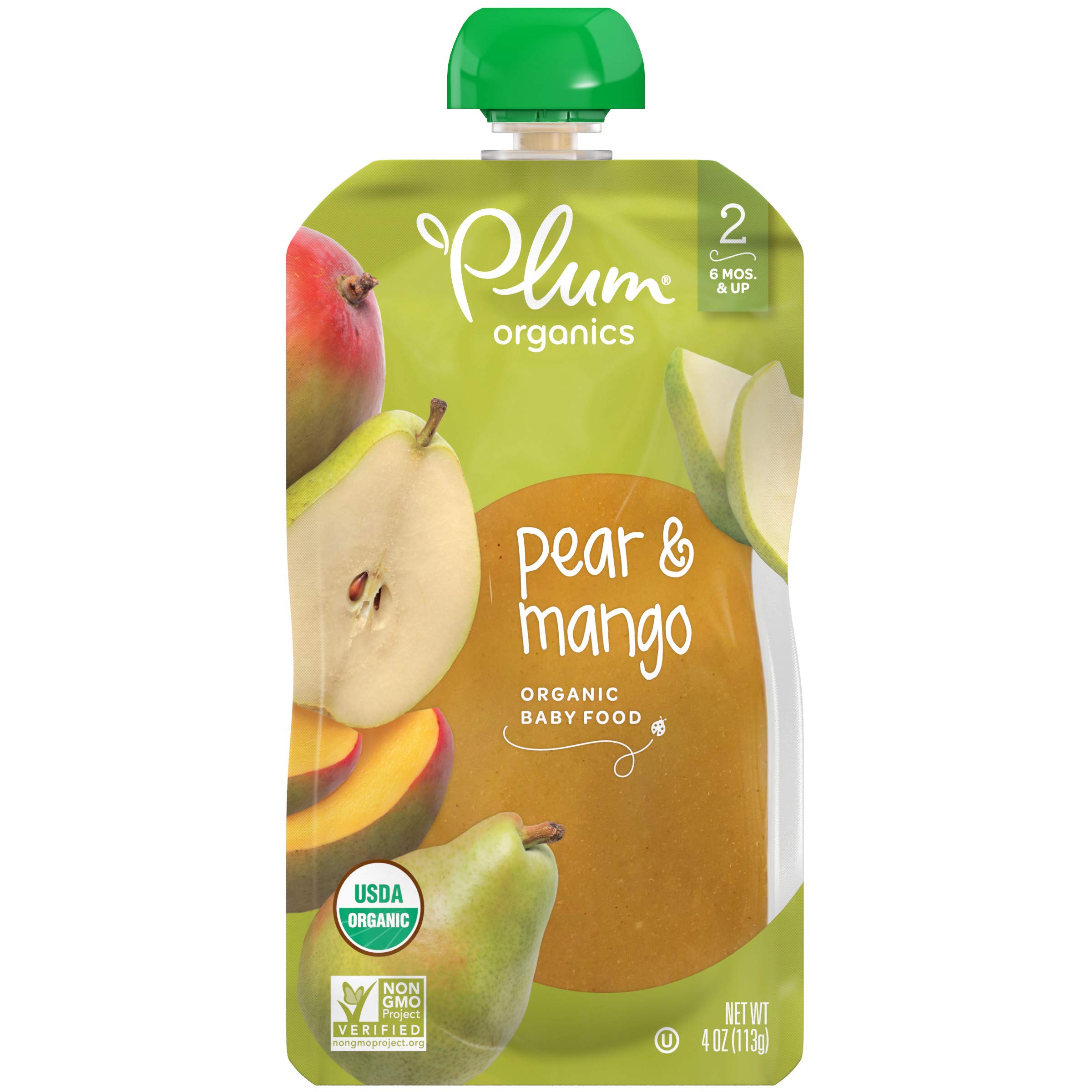 Plum Organics, Organic Baby Food, Stage 2, Pear & Mango, 4 oz (113 g)