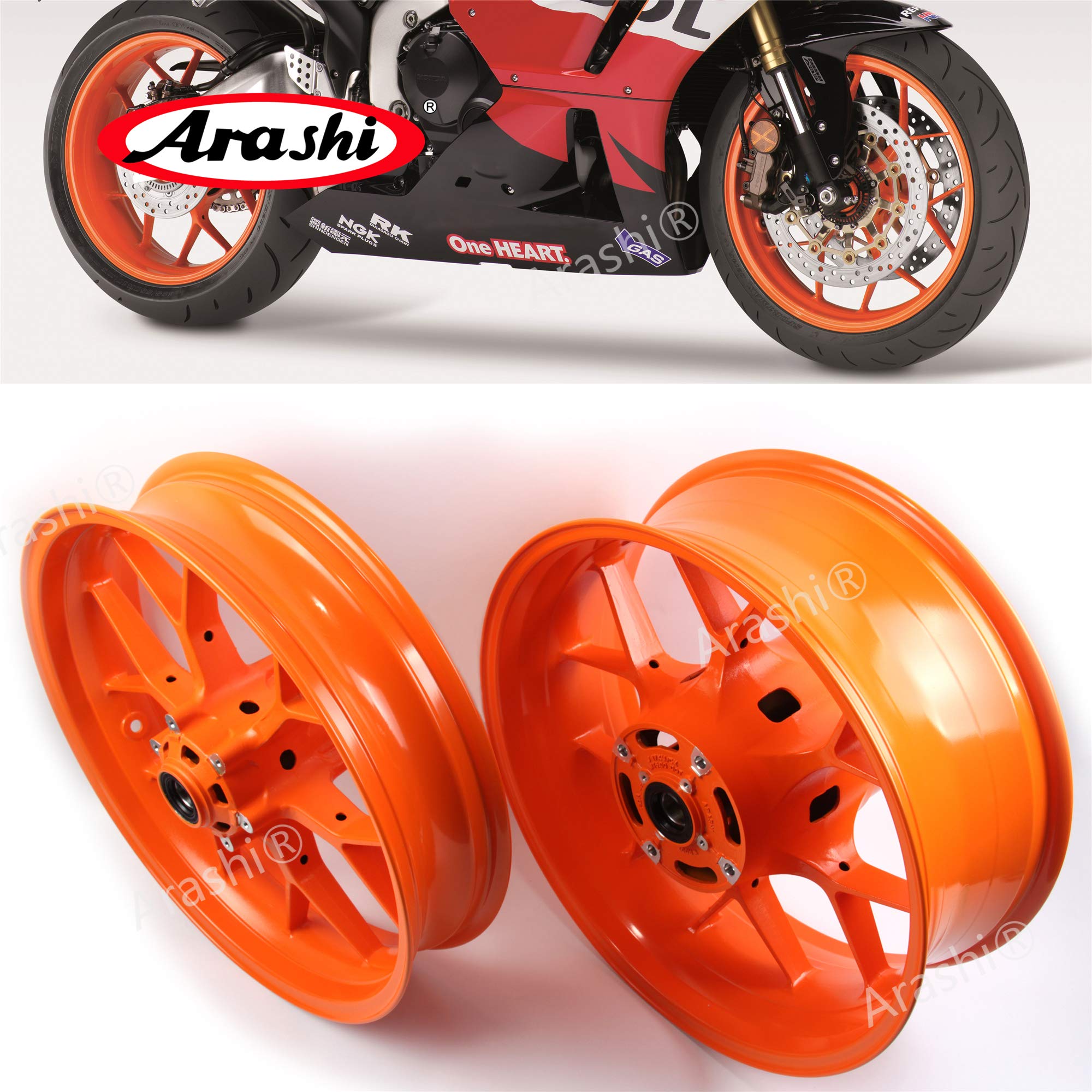 Arashi Front Rear Wheel Rims for CBR1000RR 2008-2016 Motorcycle CBR1000RR Accessories Wheel CBR 1000 RR CBR1000 1000RR 1000CC Repsol Orange 2009 2010 2011 2012 2013 2014 2015