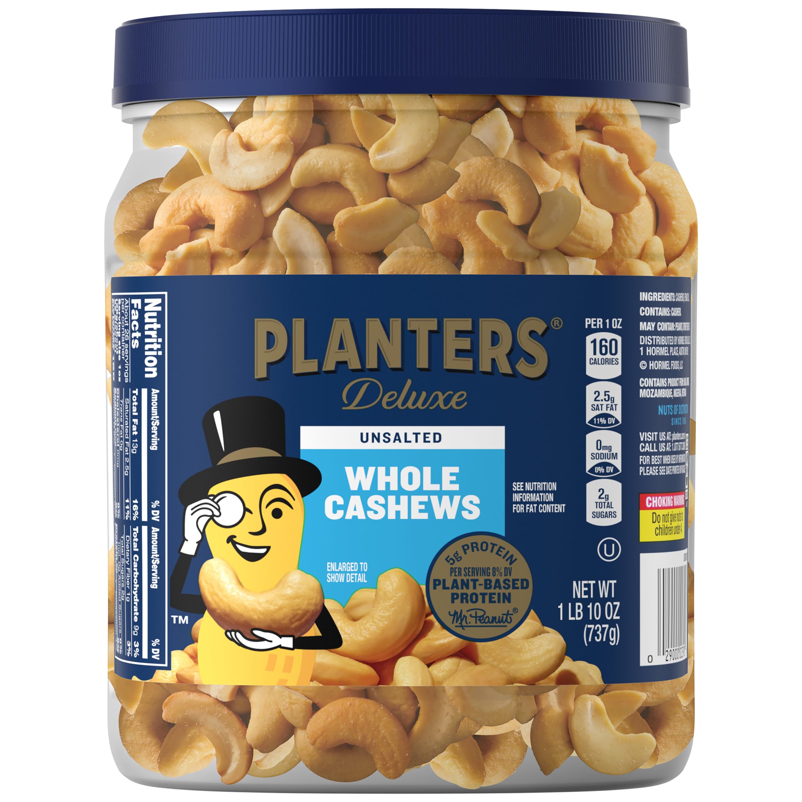 Planters Unsalted Premium Cashews, 26 OZ