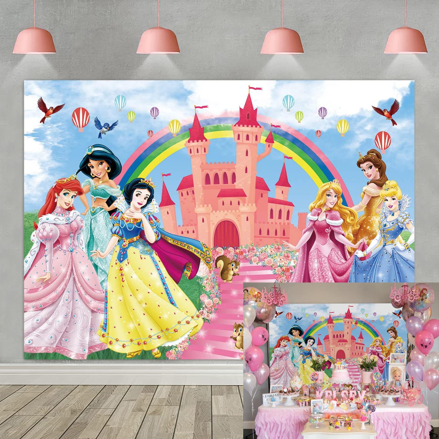 ZXN Fairy Tale Princess Photo Background Rainbow Dream Castle Background Girls Birthday Party Decoration Background 7x5ft