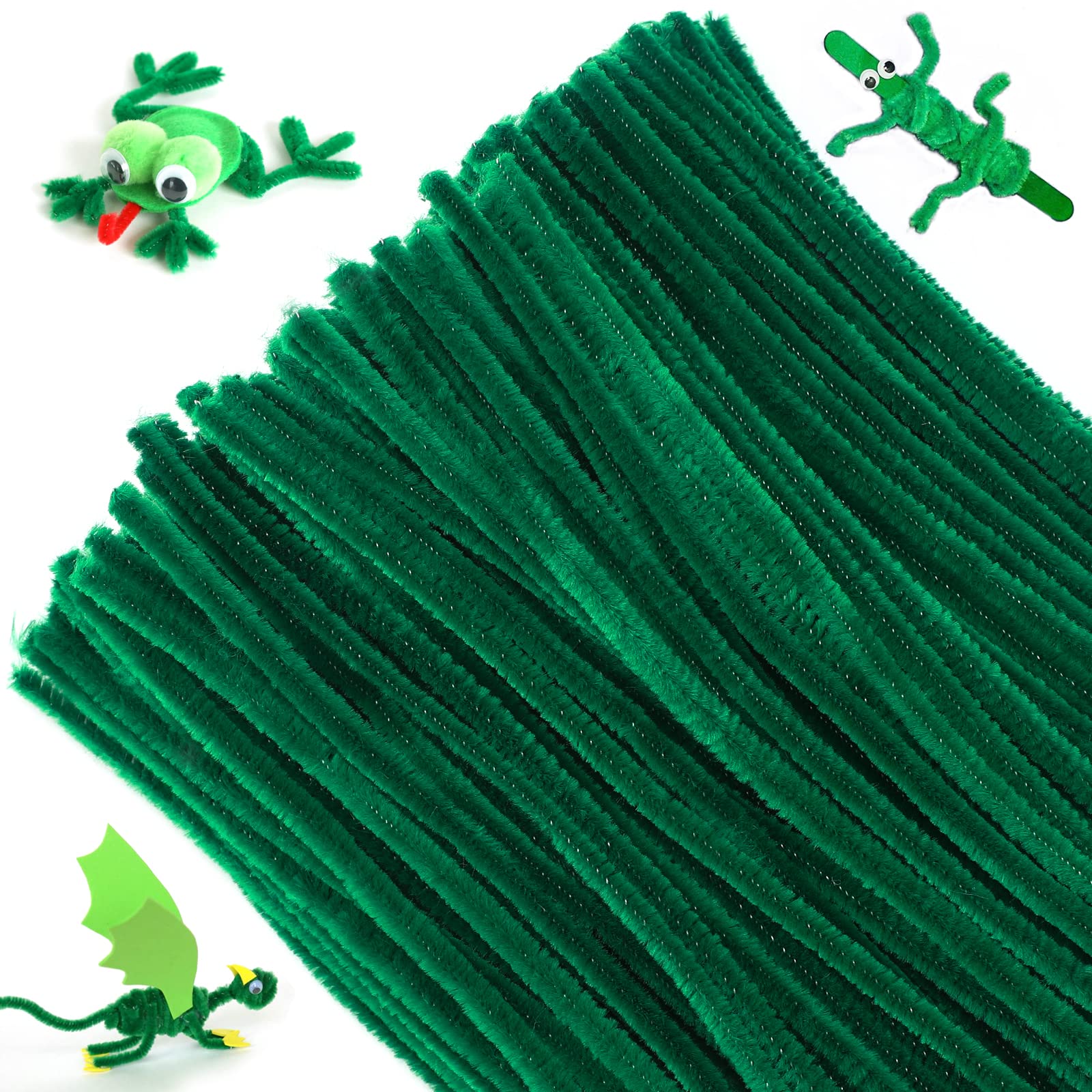 jijAcraft200Pcs Pipe Cleaners Chenille Stems, Dark Green Pipe Cleaners for Christmas DIY Craft, 12 inch Crafting Pipe Cleaners, 6mm Chenille Stem for Holiday Decor, New Year Decor