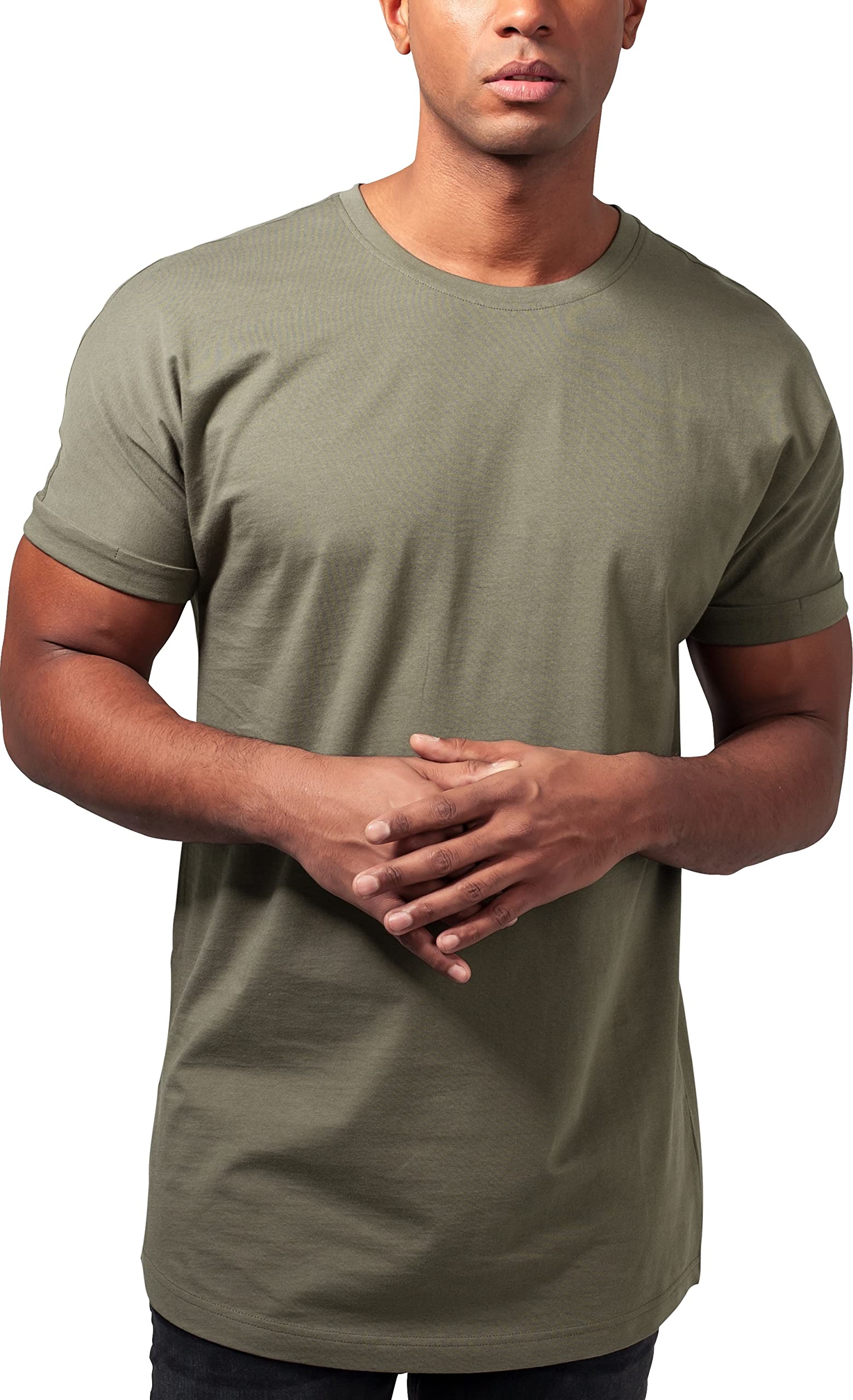 Urban ClassicsMen's Shaped Long Tee Camiseta, Olive, L