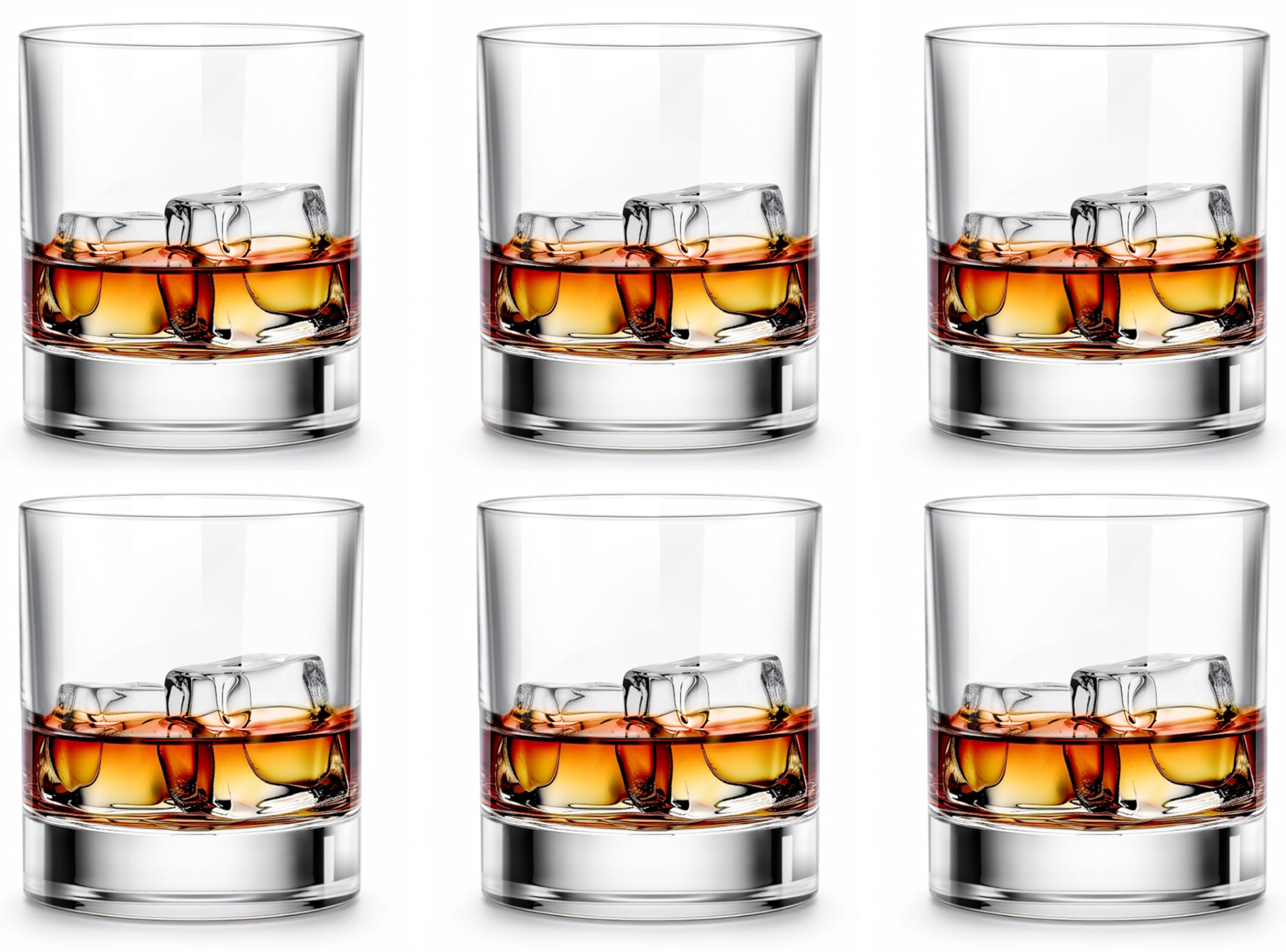 LUXUWhiskey Glasses-Premium 11 OZ Scotch Glasses Set of 6 /Old Fashioned Whiskey Glasses/Perfect Scotch Bourbon Whiskey Tumblers/Style Glassware for Bourbon/Rum glasses/Bar whiskey glasses,Clear