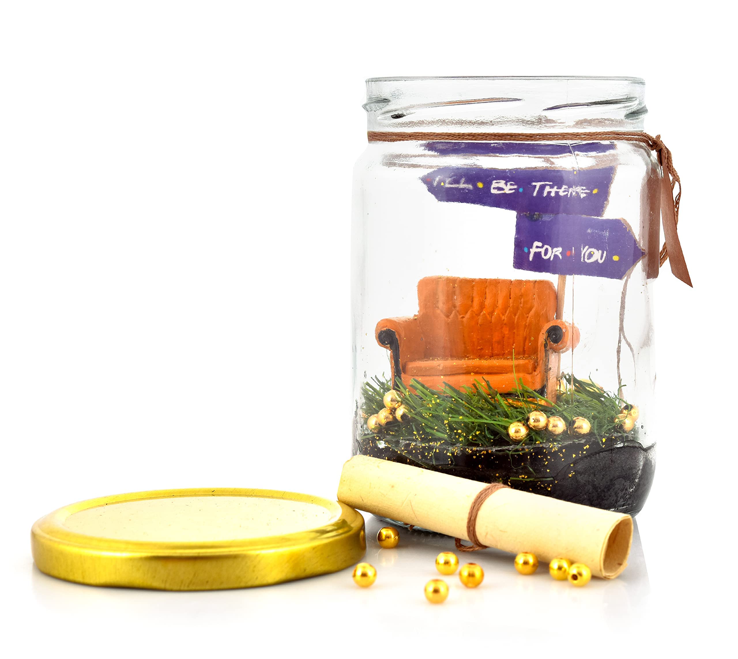 F.R.I.E.N.D.S. Theme Message Gifting jar for Delivering Love Letters, Small Gifts for Friendship Day, Valentine's Day etc.