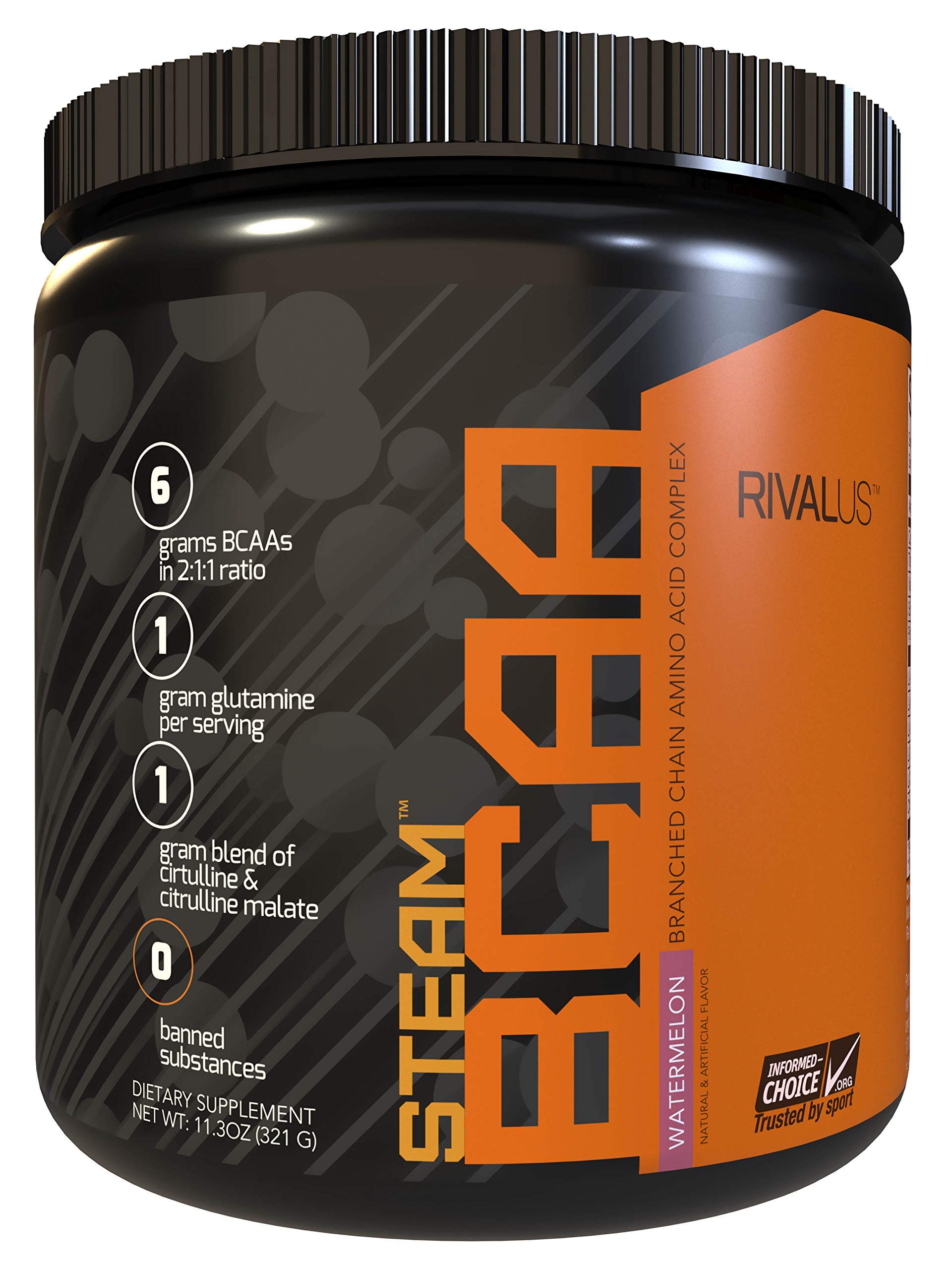 Rivalus Steam BCAA, Watermelon - Intra Workout Amino - 2:1:1 Ratio leucine, isoleucine, and valine. Zero Banned Substance, Made in USA.