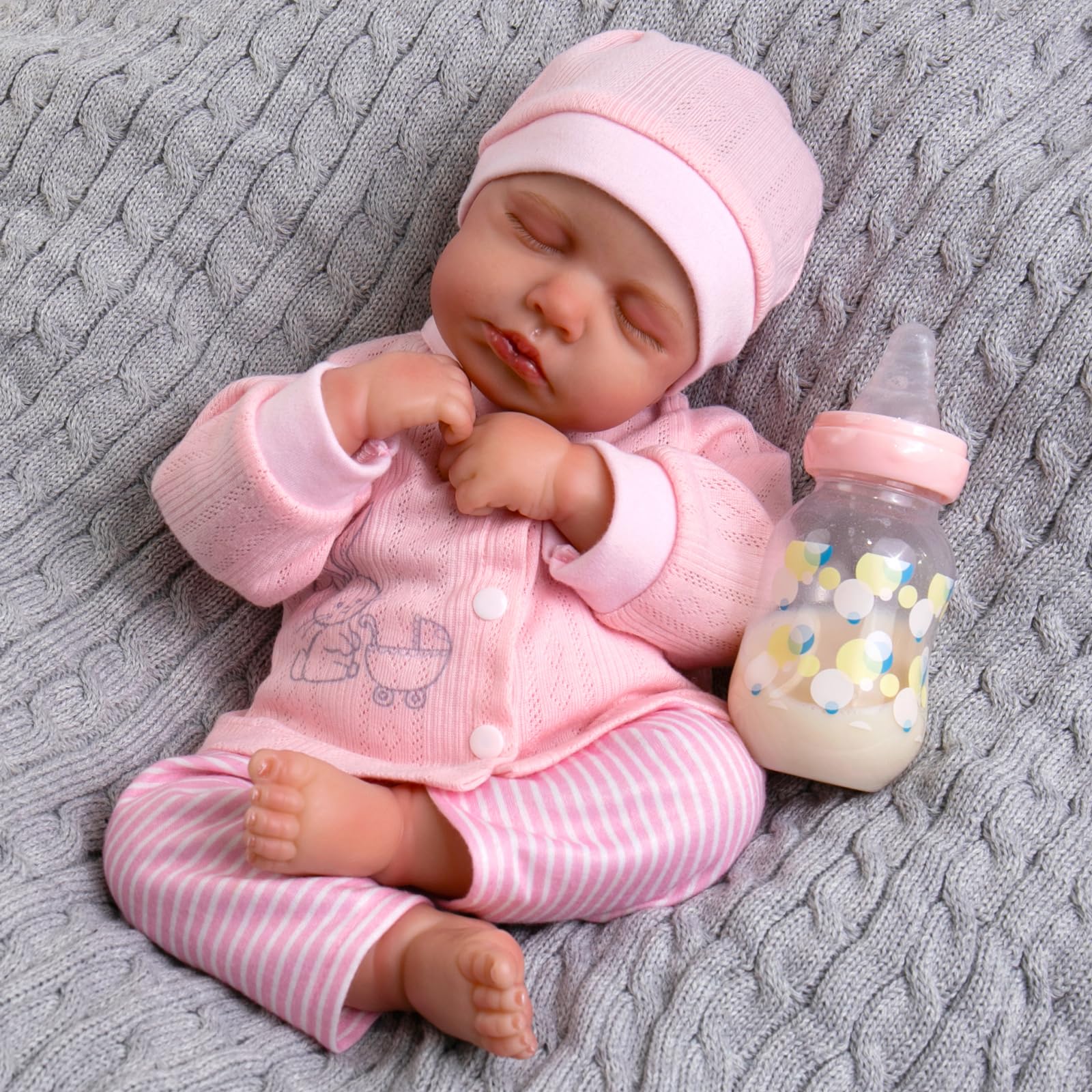 Aori Lifelike Reborn Baby Dolls,20 inch Real Life Baby Girl,Poseable Realistic Newborn Toddler Doll with Feeding Kit Gift for Kids Age 3+