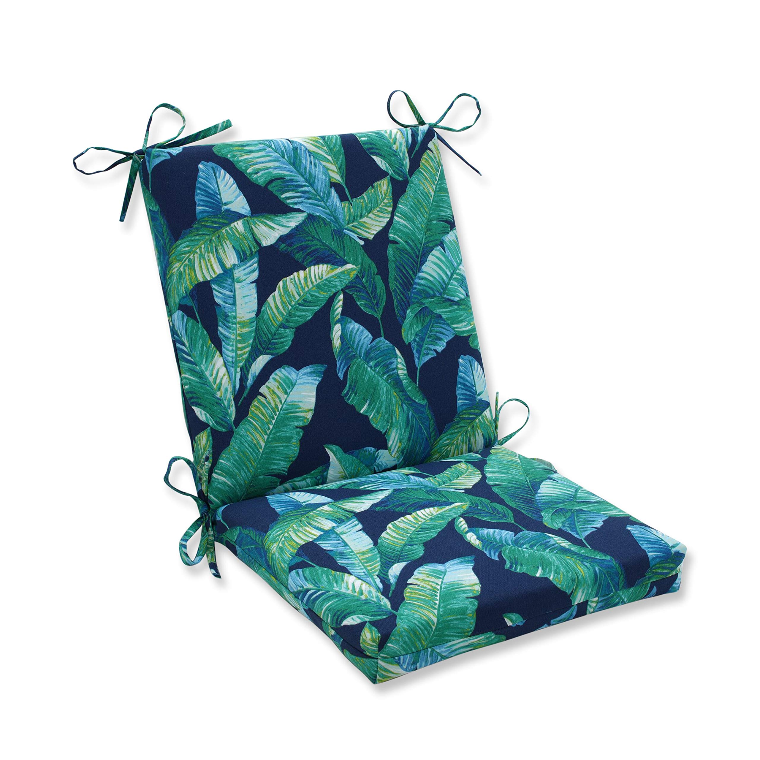 Pillow Perfect Outdoor/Indoor Hanalai Lagoon Square Corner Chair Cushion, 36.5" x 18", Blue