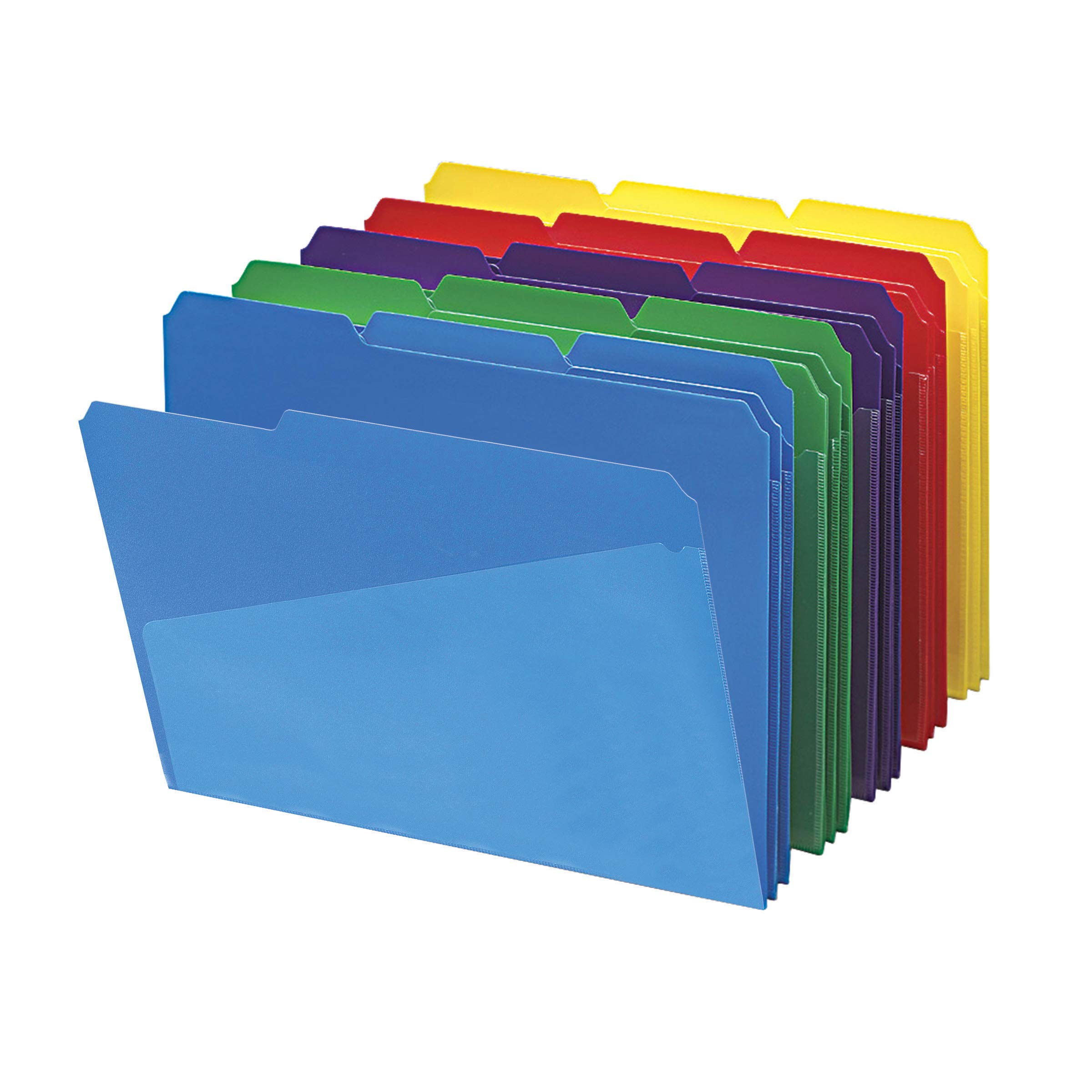 Smead Slash Pocket Poly File Folders, 1/3-Cut Tab, Letter Size, Assorted Colors, 30 per Box (10540)