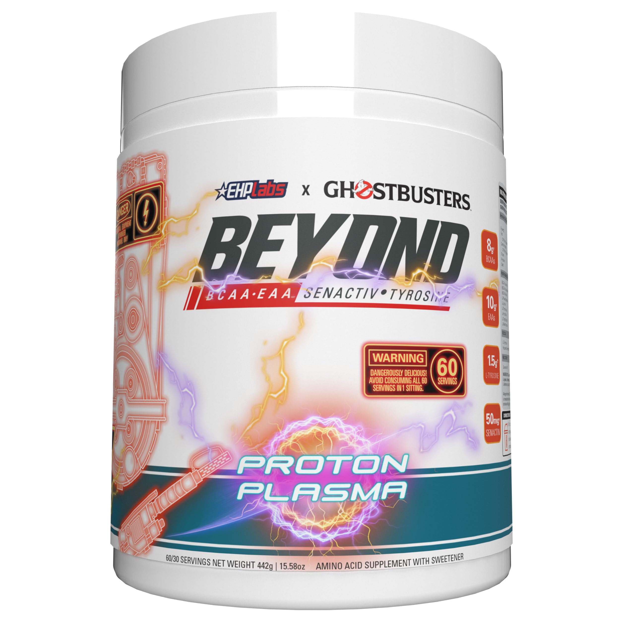 EHP Labs x Ghostbusters Beyond BCAA Powder Amino Acids Supplement for Muscle Recovery - Sugar Free BCAAs Amino Acids Post Workout Recovery Powder & EAA Amino Acids Powder - 60 Servings (Proton Plasma)