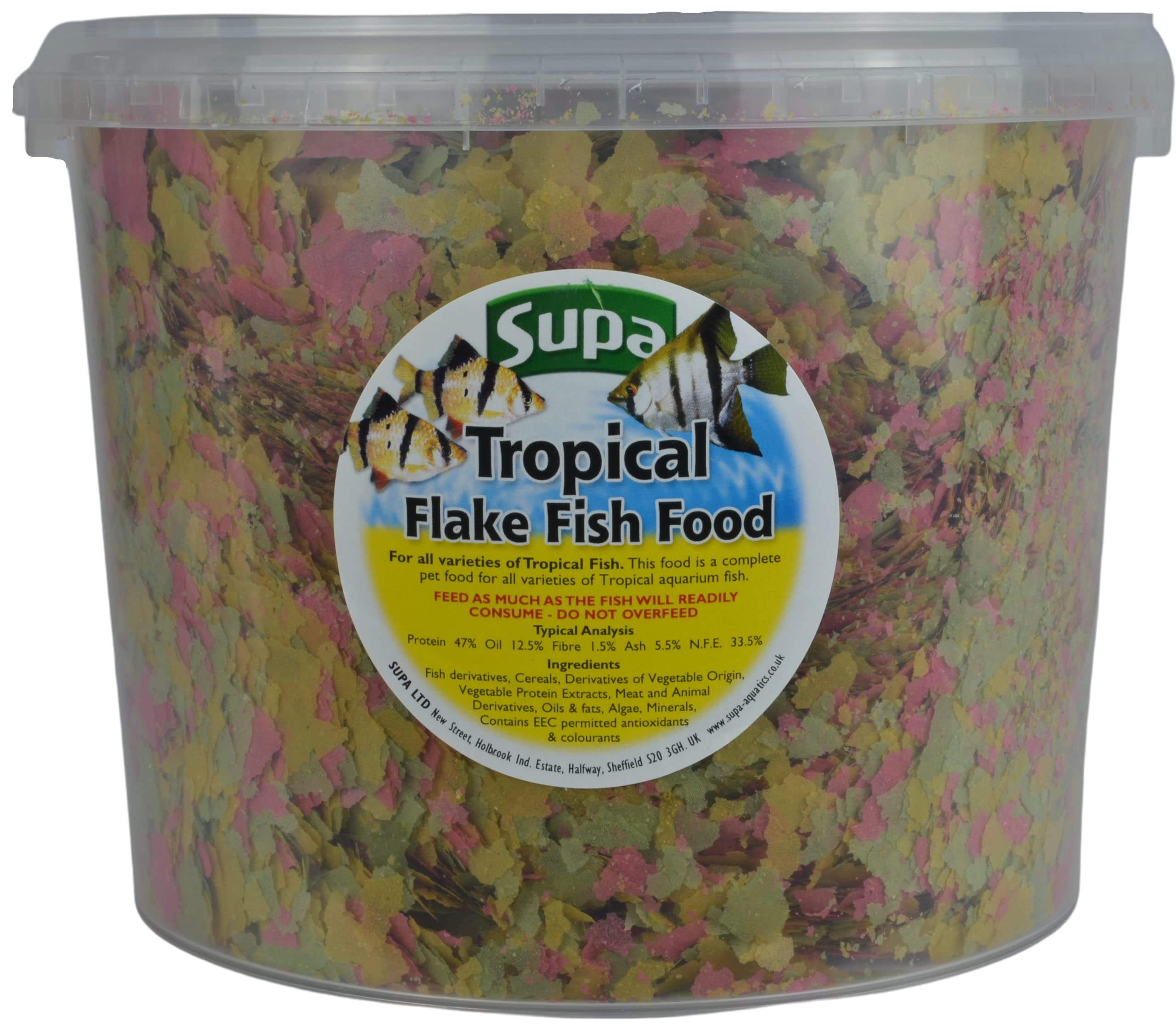 Supa Aquarium Tropical Fish Flake Food, 3 Litre Bucket, Premium Quality Nutritious Fish Food, Complete Balanced Diet