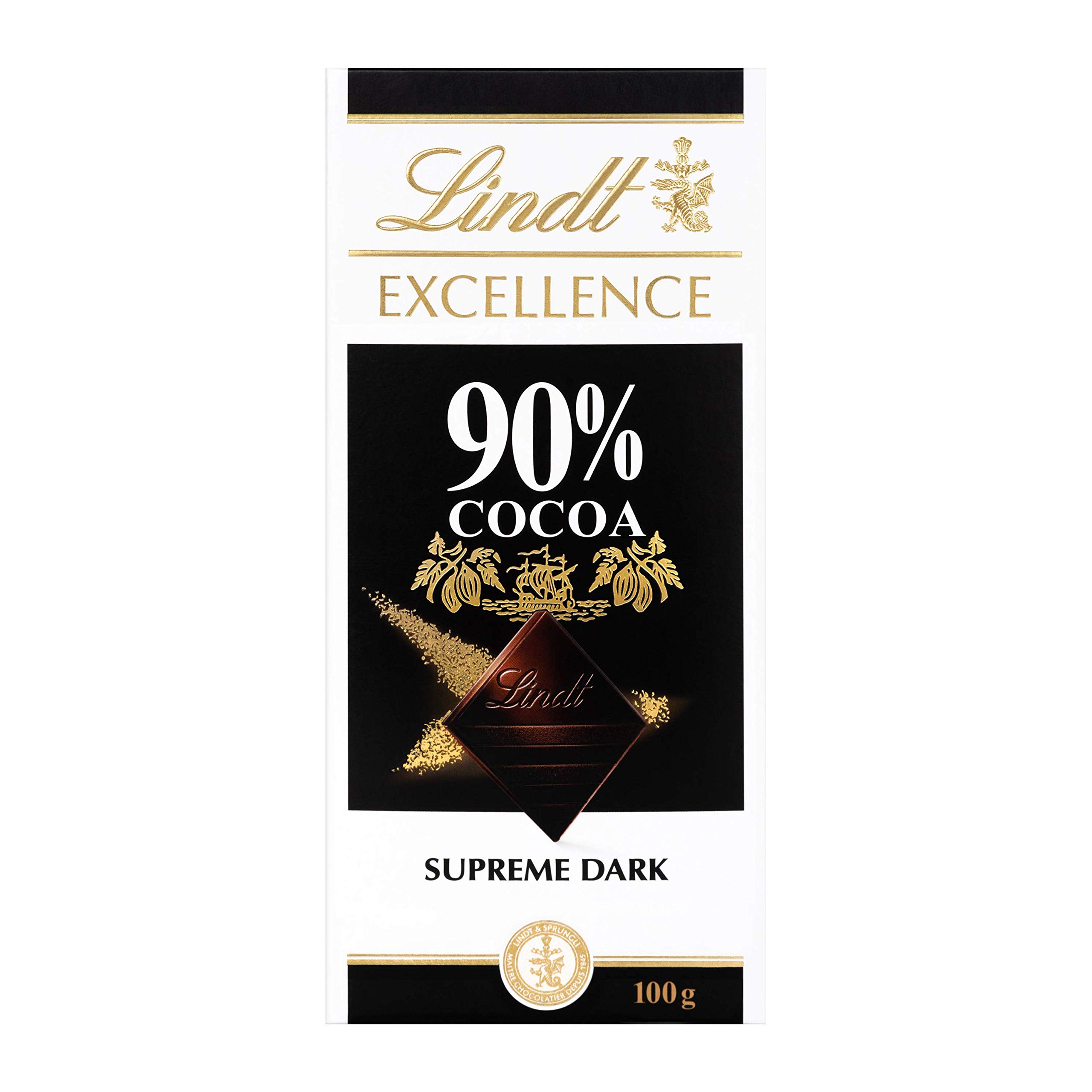 LindtEXCELLENCE Dark 90 Percentage Cocoa dark chocolate bar, 100 g