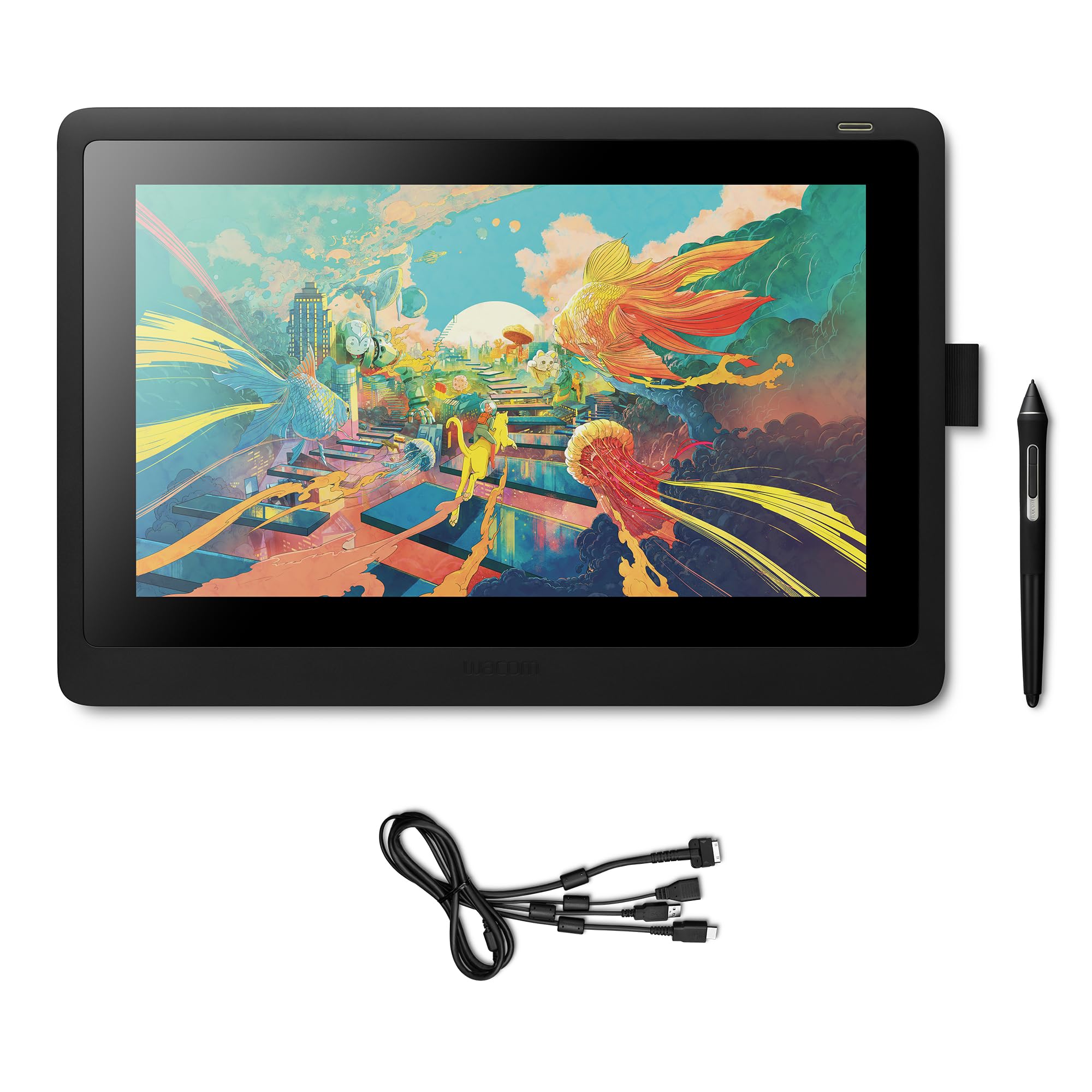 WacomCintiq 16 – Drawing Tablet with Screen, Stylus Pen Battery-free & Pressure-sensitive, Compatible with Windows & Mac, Full HD Resolution, Perfect Tablet for Drawing, Graphics or Remote Working