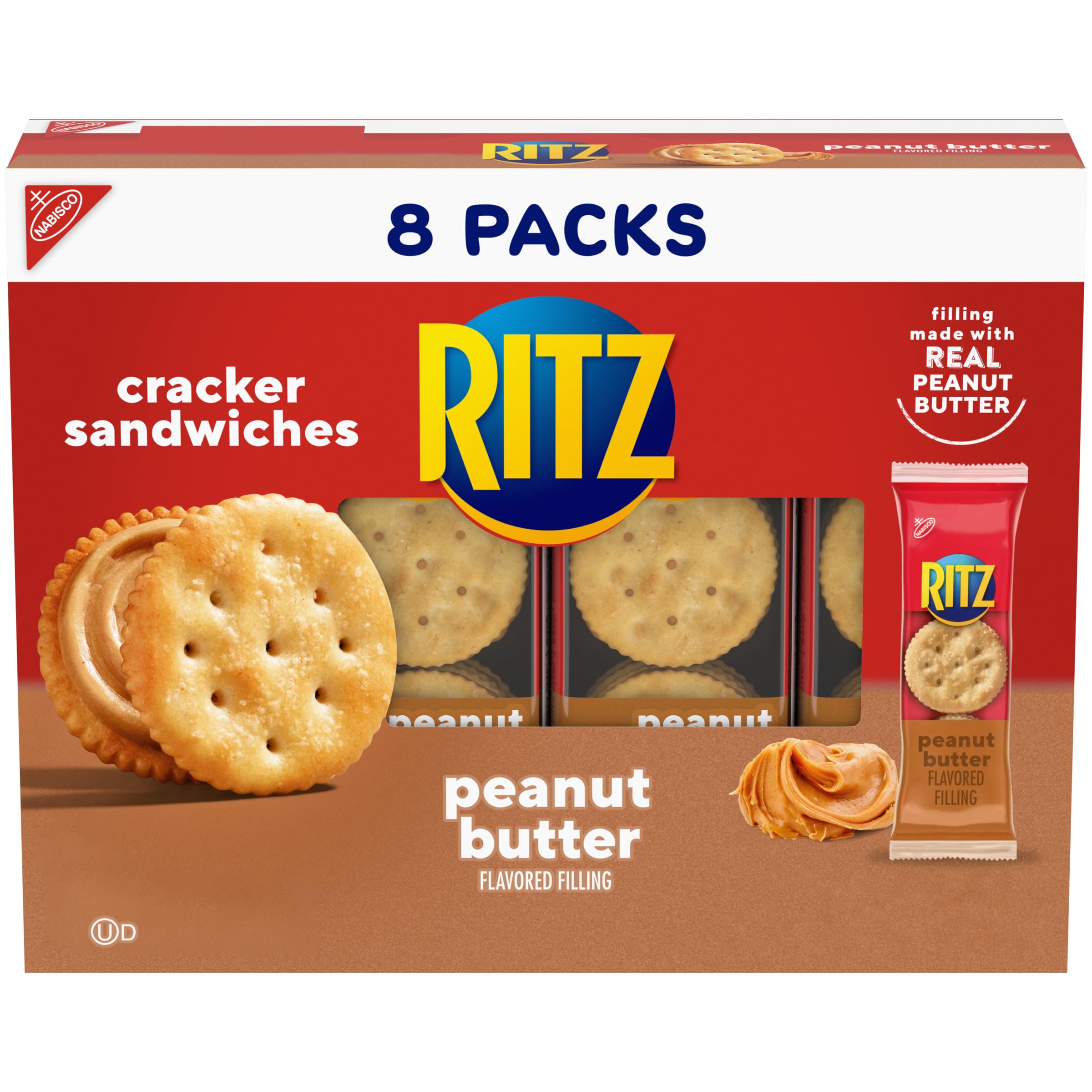 RITZ Peanut Butter Sandwich Crackers, 8 - 1.38 oz Packs