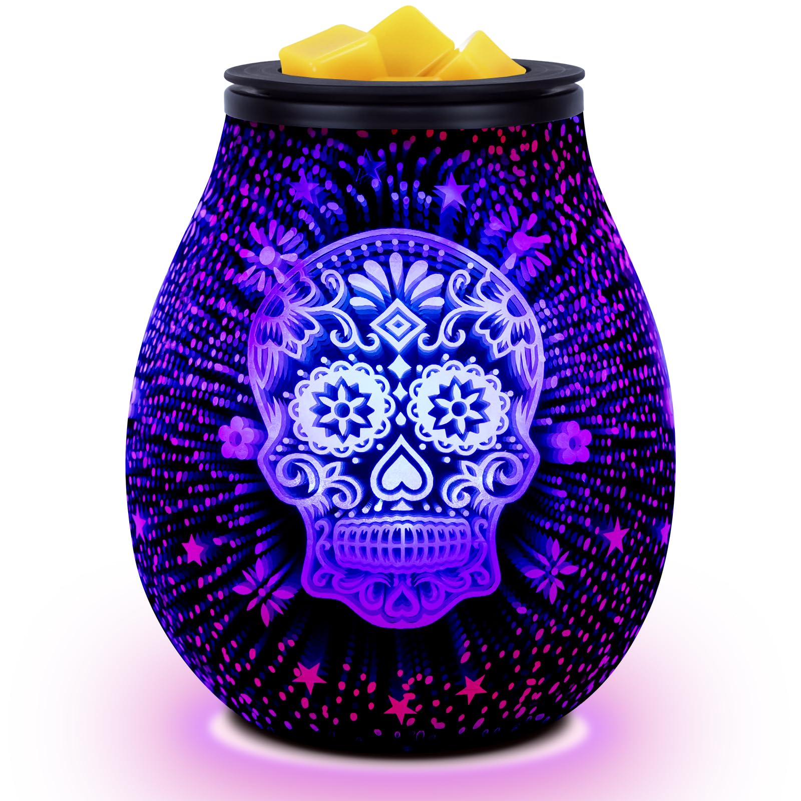 EQUSUPRO Wax Melt Warmer Wax Melter Wax Burner for Scented Wax Melts Electric Fragrance Warmer for Wax Cubes & Tarts, Vivid 3D Design 7 Colors LED Light Gift & Decor for Home Office (3D Skeleton)