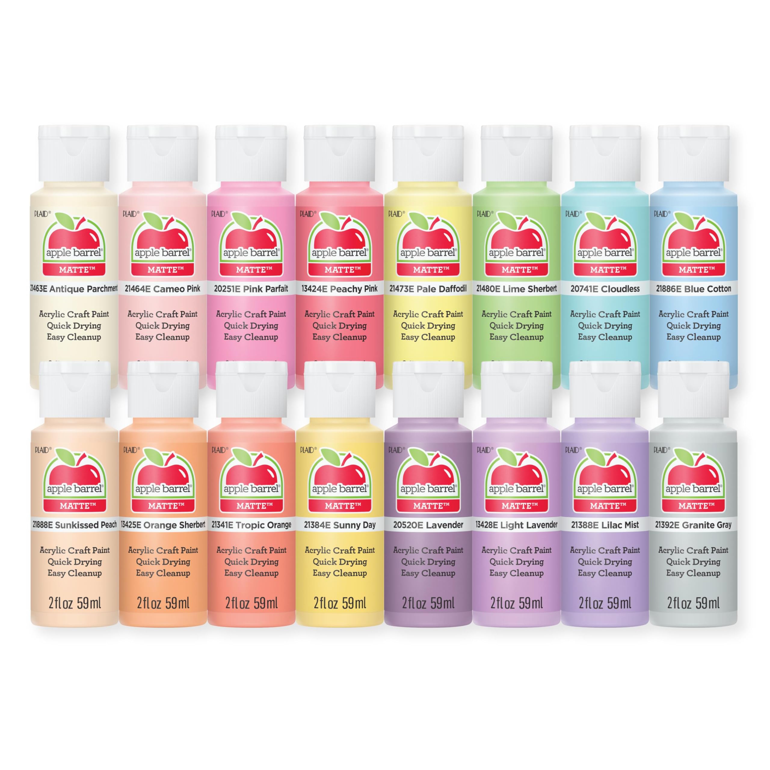 Apple BarrelPastel Perfection 16 Piece Paint Set, Perfect for DIY Arts and Crafts Projects