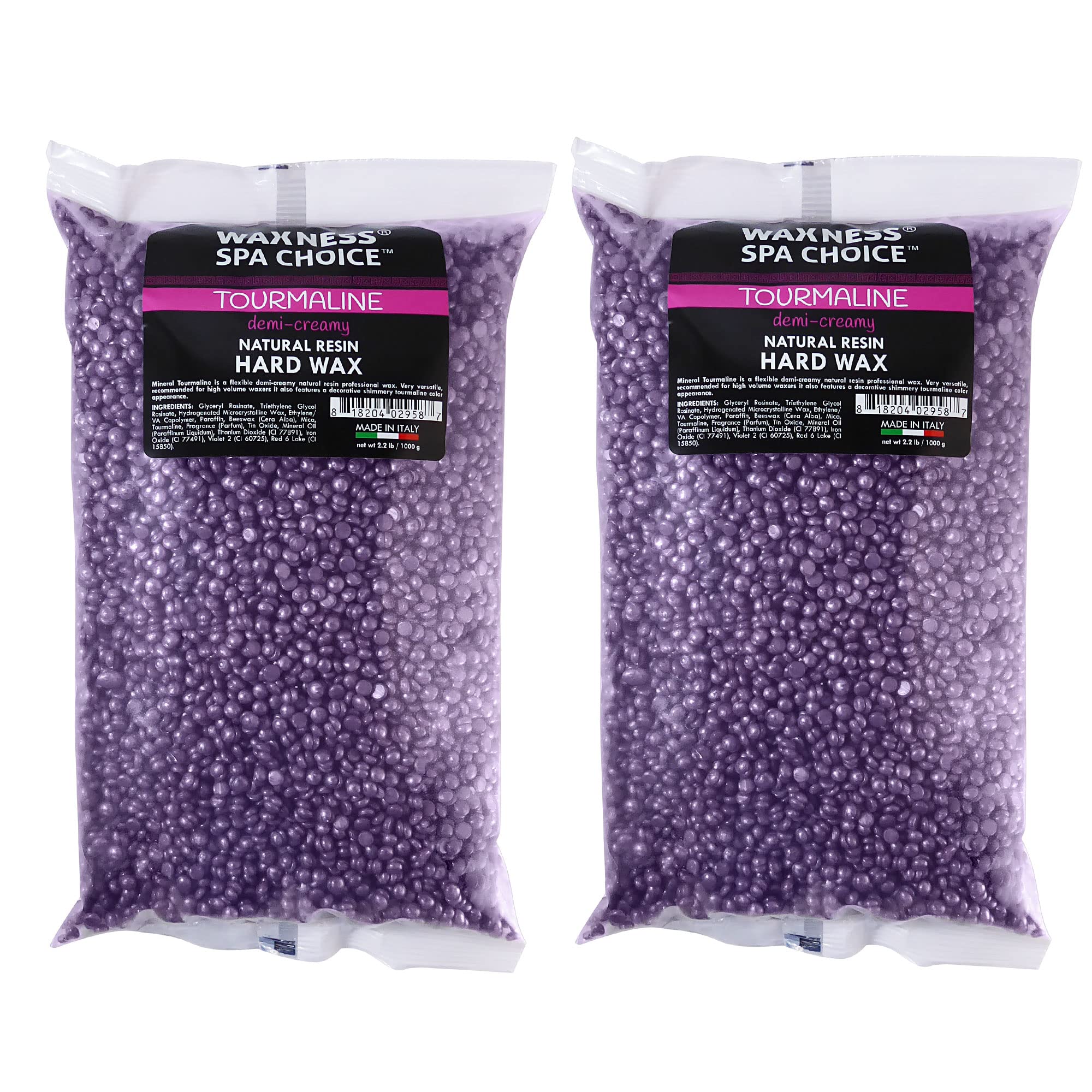 Waxness Spa Choice Tourmaline Demi Creamy Hard Wax Beads 2.2 lb / 1 kg Pack of 2