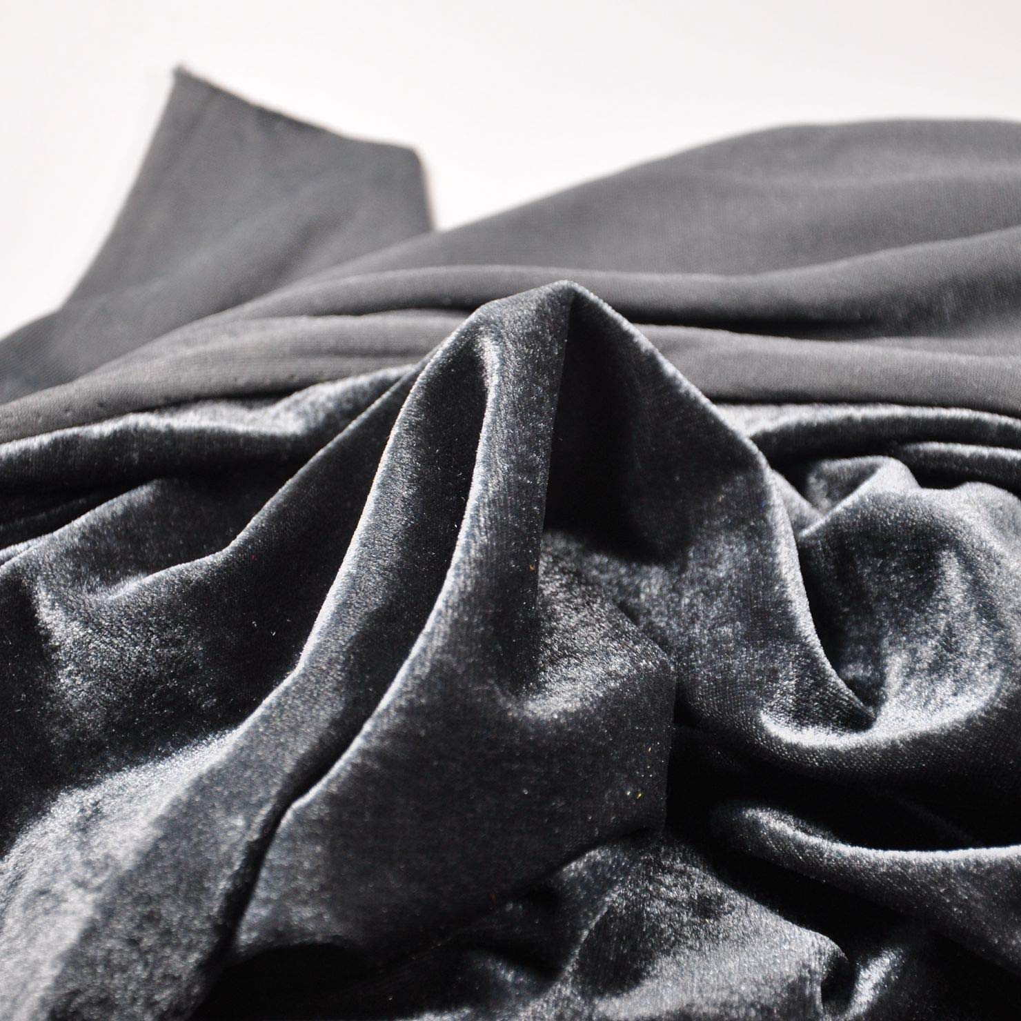 Stretch Velvet Fabric 12 Colors 62" Wide for Sewing Apparel Upholstery Curtain by 2 Yard (Two Yard Grey)