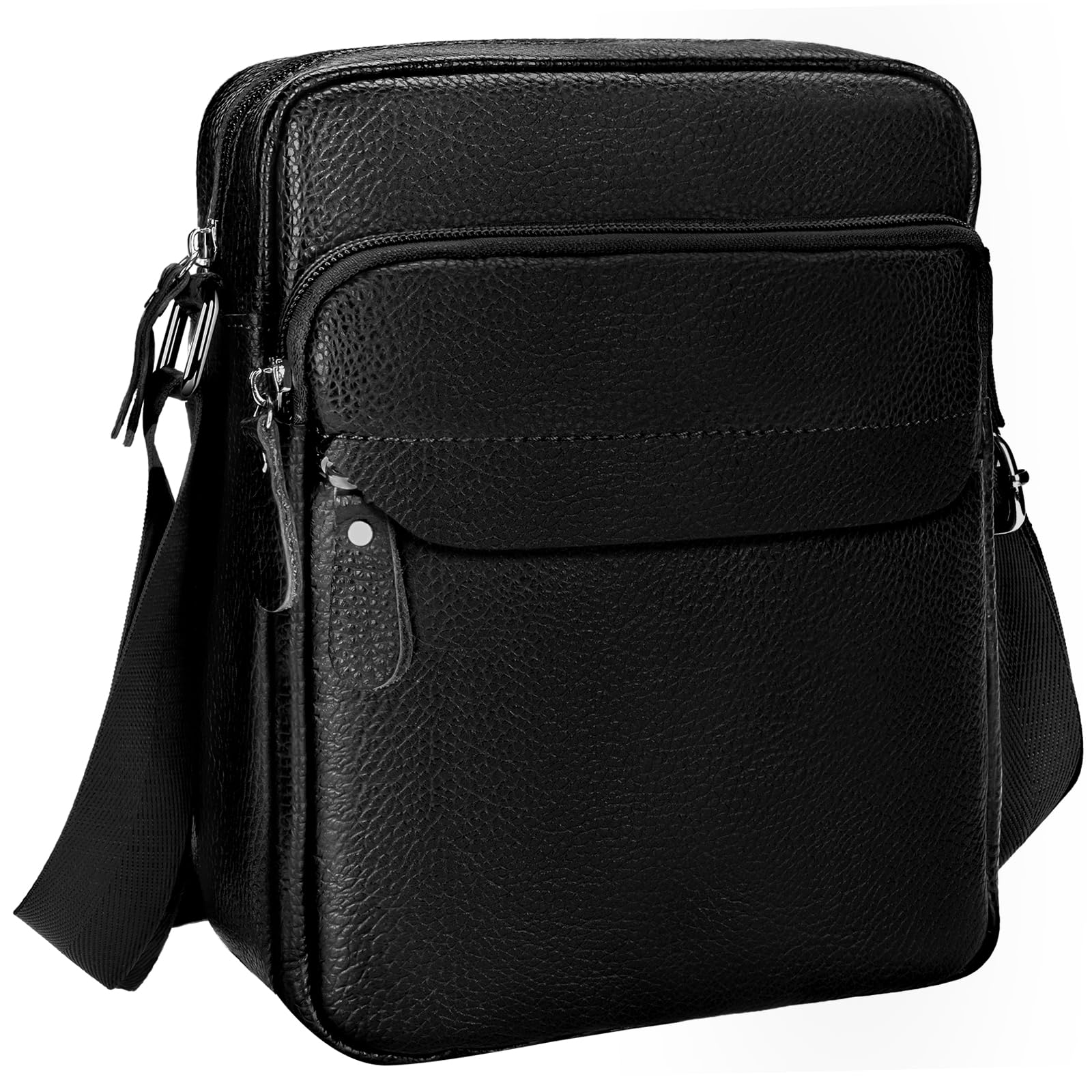 molshineGenuine Leather Shoulder Bag,Simple Lightweight Large Capacity Cross-Body Bag for Man Travel Work Party HB023