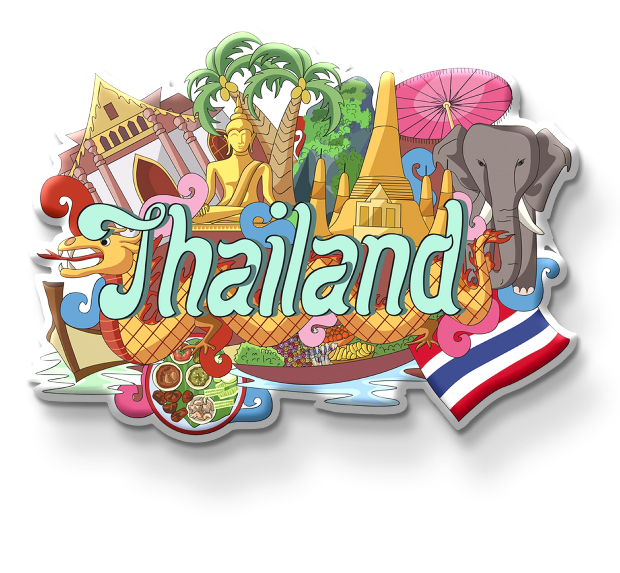 Nivaraprint Thailand Country Theme Souvenir Wooden Fridge Magnet for Refrigerator - Thailand Printed Stylish Magnet for Fridge Decoration