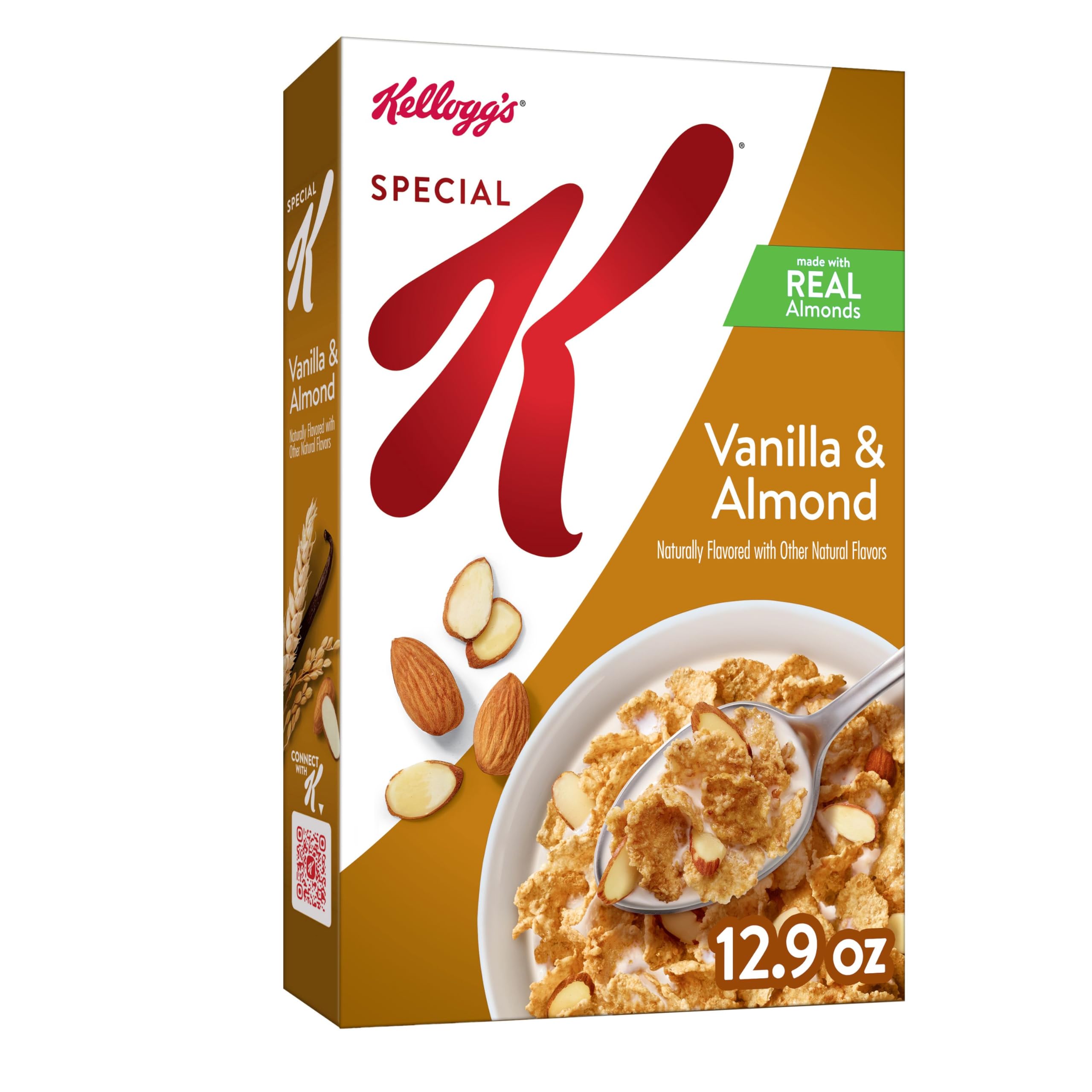 Special KCold Breakfast Cereal, 11 Vitamins and Minerals, Made With Real Almonds, Vanilla and Almond, 12.9oz Box (1 Box)