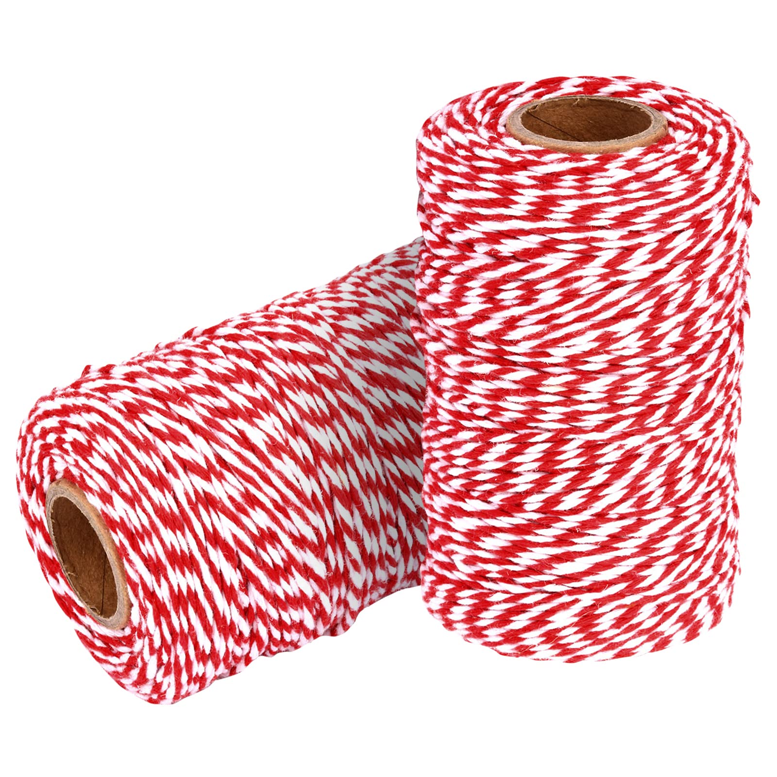 YZSFIRM Cotton Twine String Bakers Rope: 2 Roll Twines for Crafts Gift Wrapping - 656 Feet Red White Twine for Kitchen Cooking