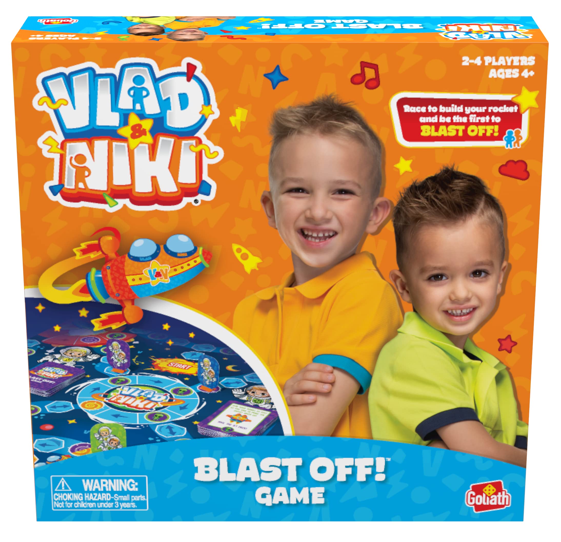 Goliath Vlad & Niki Blast Off! Game - Race to Build Your Rocket and Blast Off with Vlad & Niki from YouTube Kids' Channel - for 2-4 Players, Ages 4 and Up