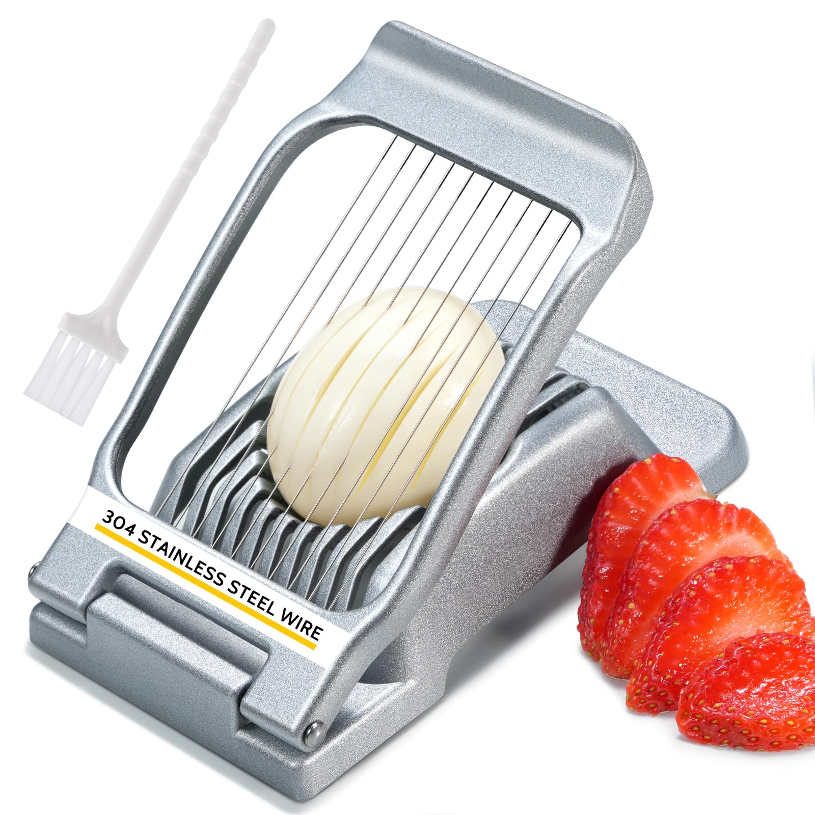 Egg Slicer, Sopito Heavy Duty Stainless Steel Wire Egg Slicer for Hard Boiled Eggs & Other Soft Food Multipurpose Strawberry Slicer