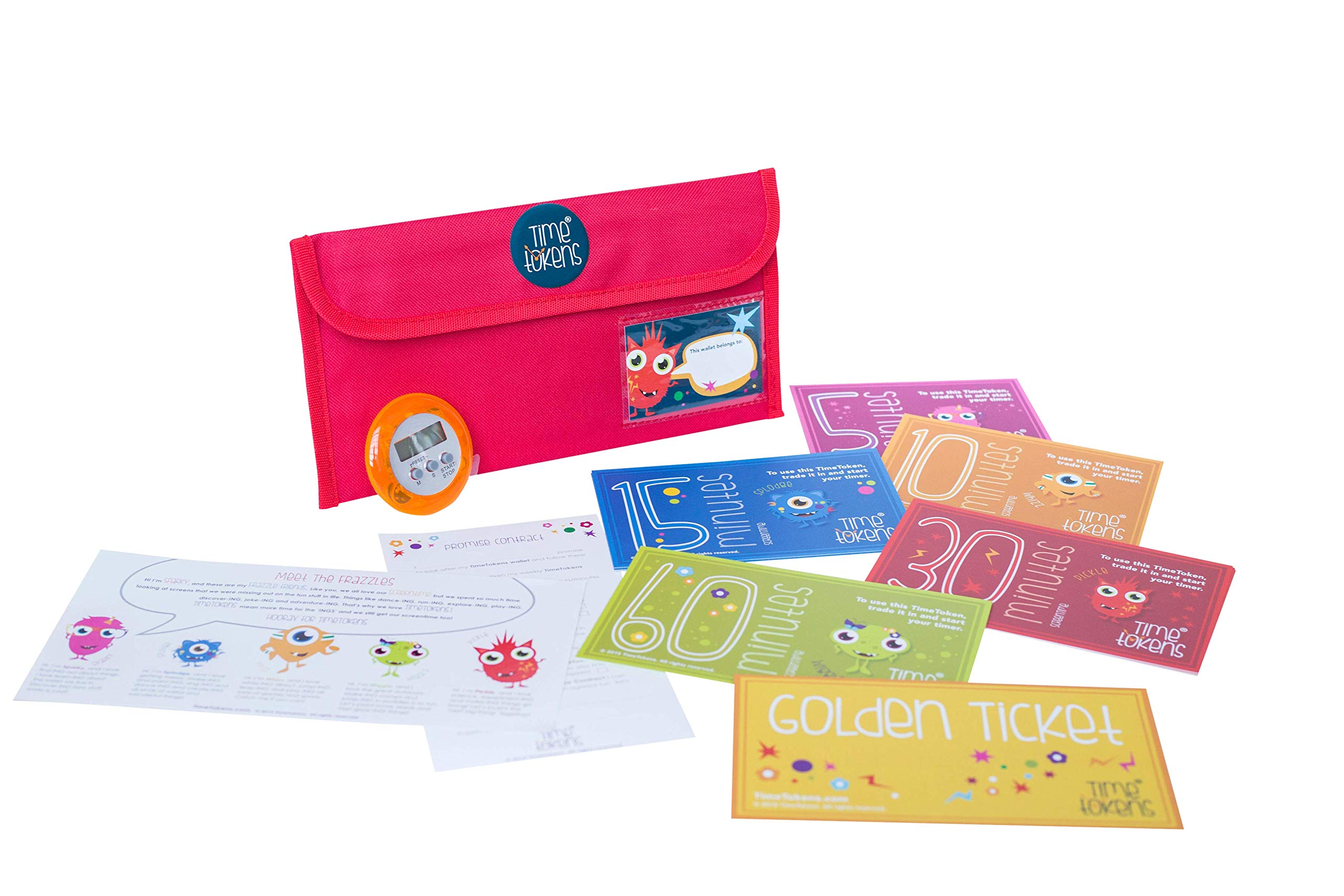 Time Tokens. Award Winning Fun and Simple Educational System to Limit your Child's Screen Time (TimeTokens wallet, cherry red)