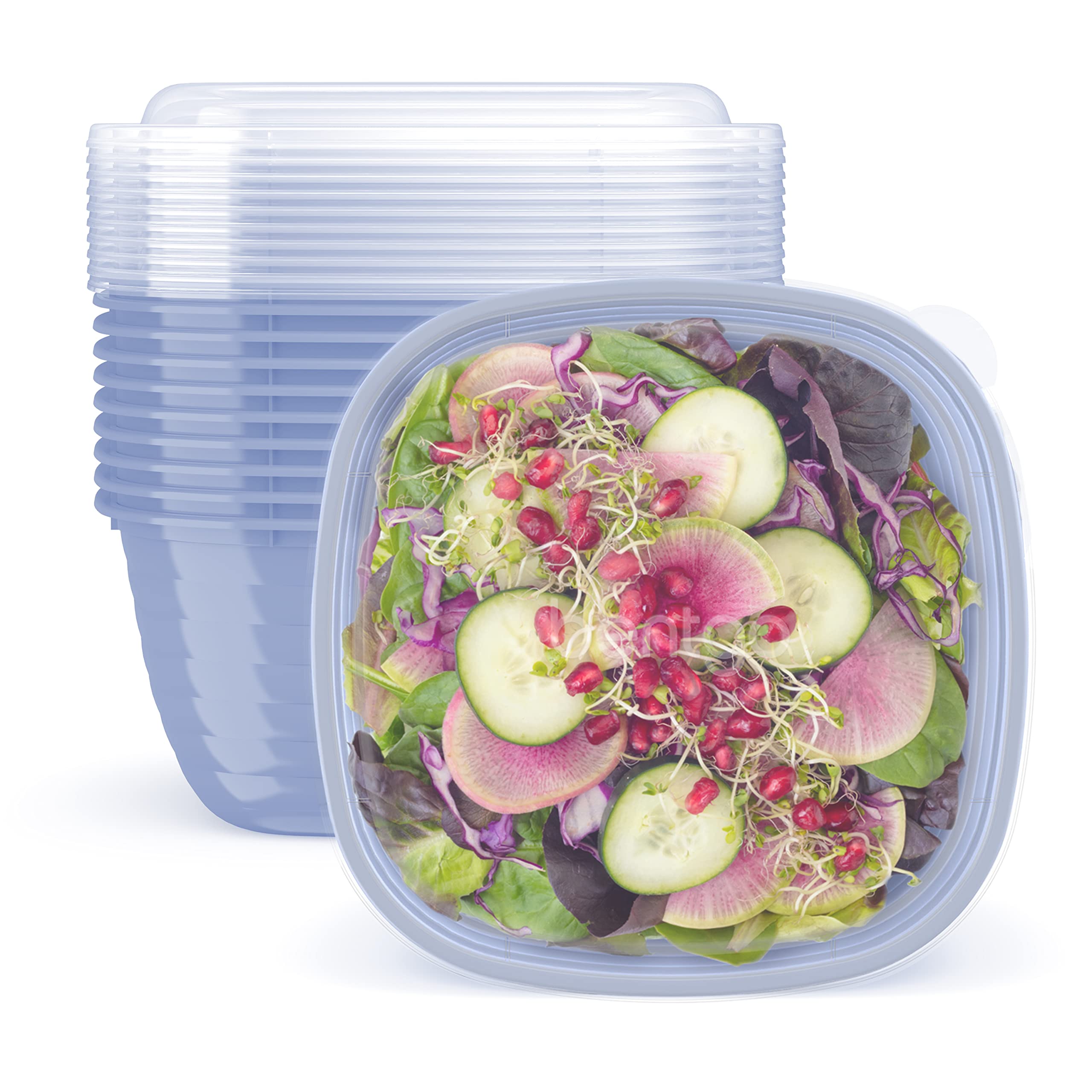 Bentgo® Prep - 1-Compartment Bowls with Custom Fit Lids - Reusable, Microwaveable, Durable BPA-Free, Freezer and Dishwasher Safe Meal Prep Food Storage Containers - 10 Bowls & 10 Lids (Periwinkle)