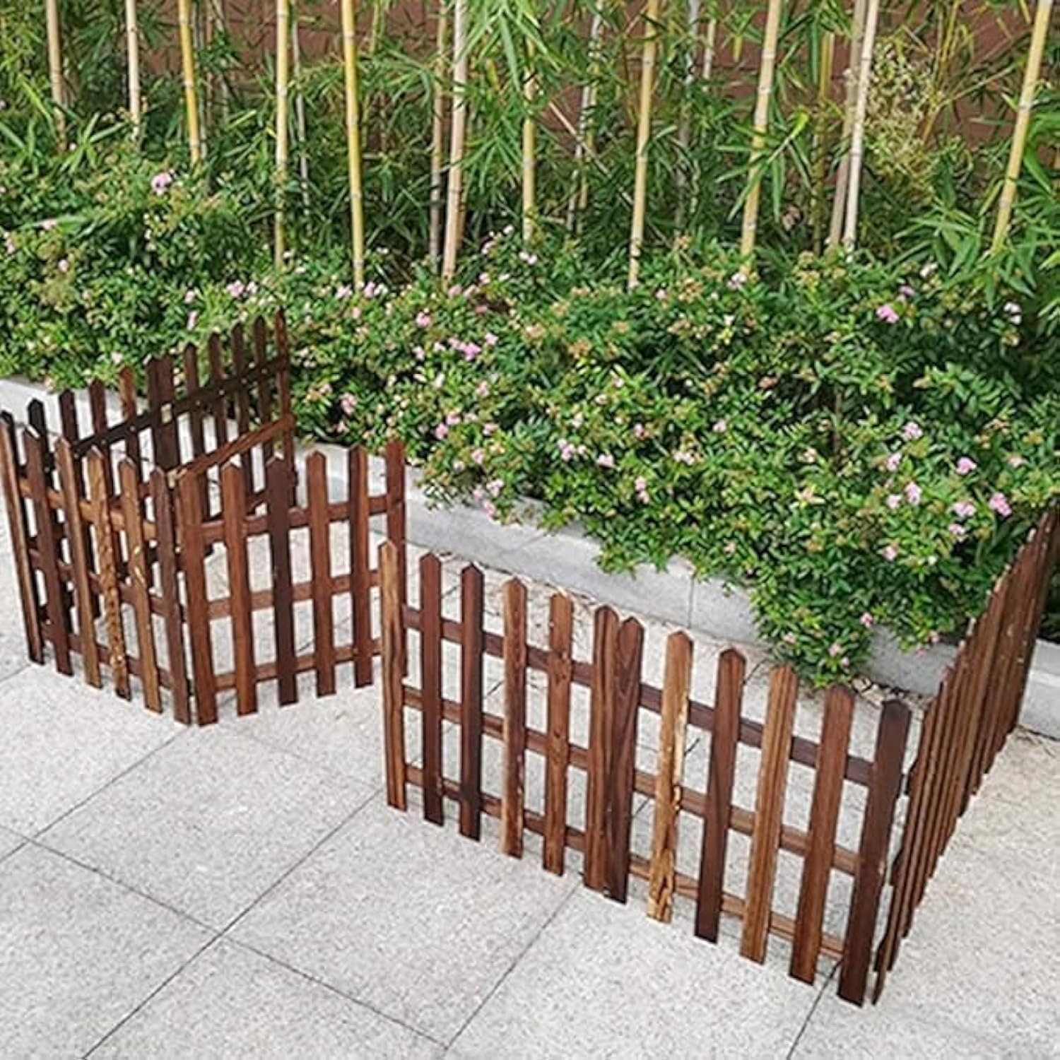 LINGWEI Wooden Garden Fence Wooden Picket Fence Garden Landscape Edging Border Garden Decorative Fence Wooden Solid Fence Wooden Interlocking Panels Animal Barrier(160x40x1cm (Medium))